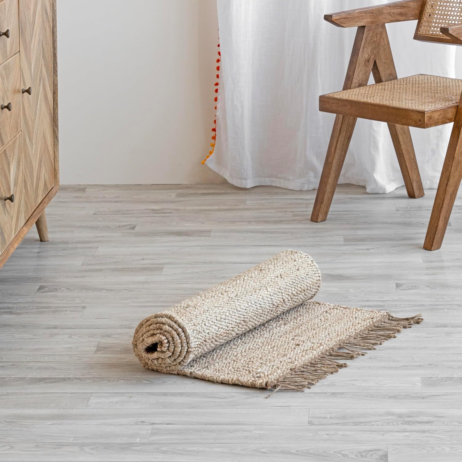 HOMEMONDE Alfombra gruesa de yute de 2 x 6 pies, alfombra bohemia de yute tejida a mano, alfombras para interiores y exteriores, alfombras trenzadas