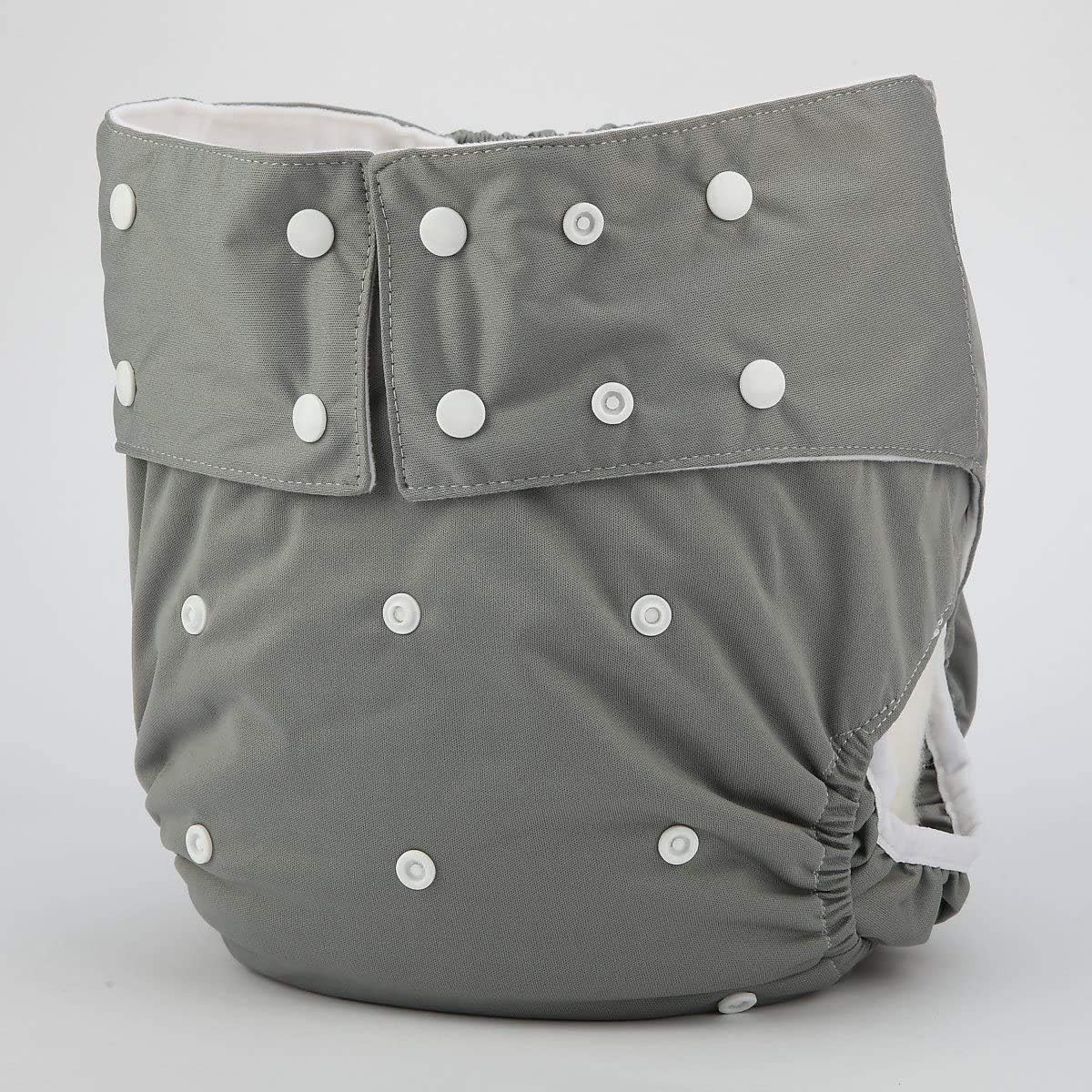 Pañal de tela para adultos, reutilizable, lavable, ajustable, para personas con incontinencia de discapacidad, Gris