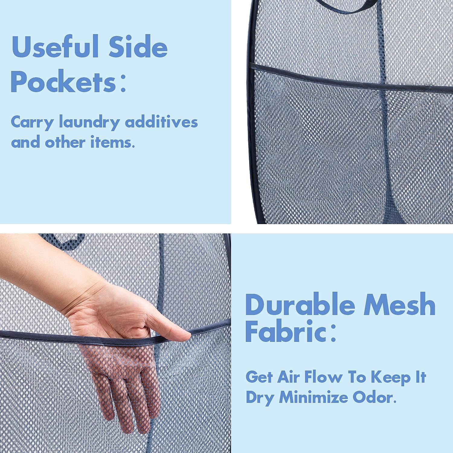 Pop Up Hamper, 1 PCS Mesh Pop Up Laundry Hamper, Premium Pop Up Laundry Basket, Mesh Laundry Basket, Pop Up Hampers for Laundry, Mesh Laundry