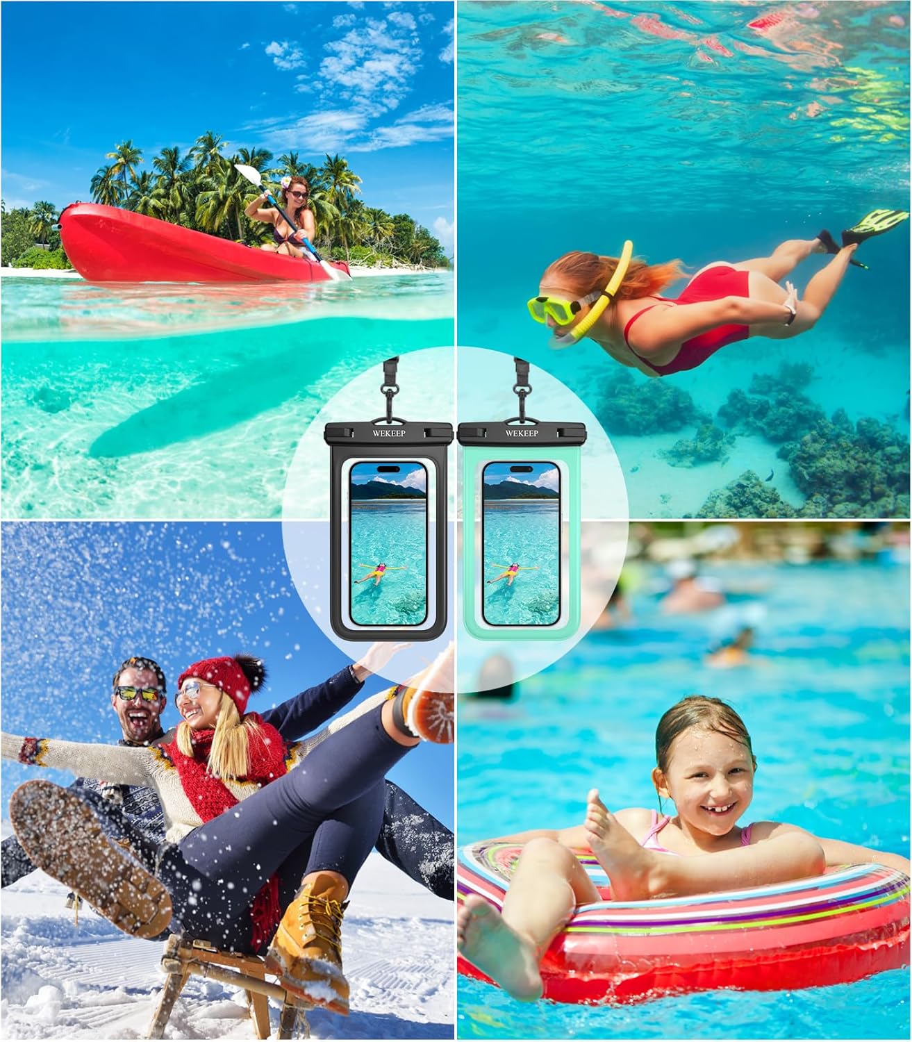 Paquete de 2 fundas universales impermeables para teléfono de hasta 8.3 pulgadas, IPX8, funda seca para teléfono celular compatible con iPhone 14,