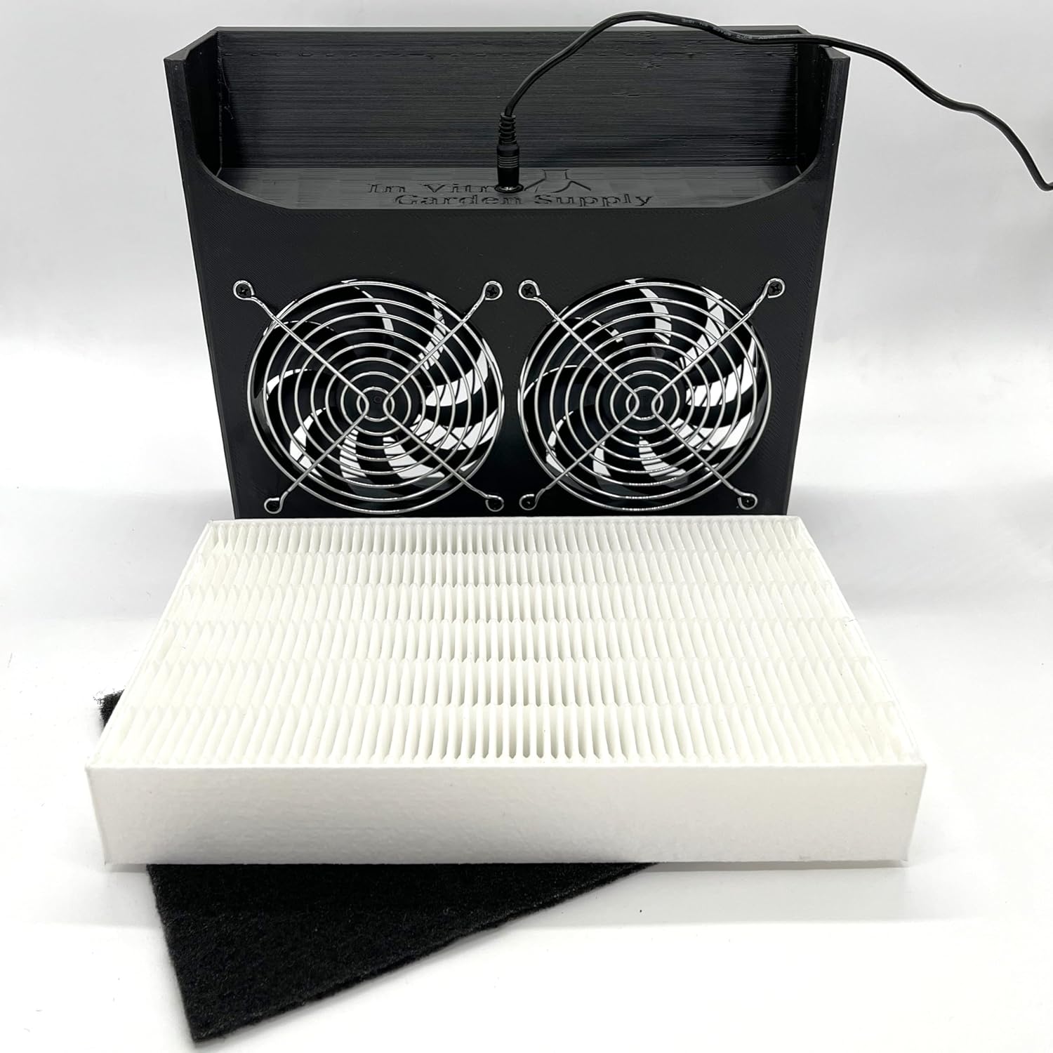 Mycology – Mini campana de flujo laminar para transferencias estériles – 3D impreso de plástico reciclado, diseño único uno de uno (negro)