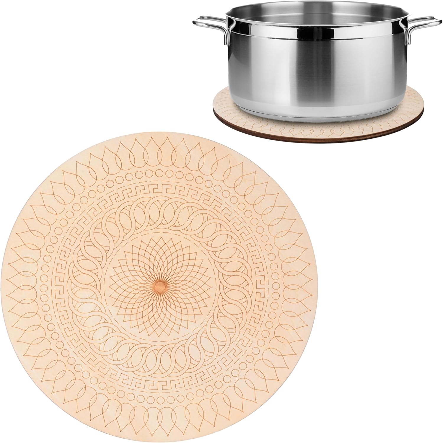 Whole Housewares Salvamanteles de madera para platos calientes, ollas y sartenes, olla de madera resistente al calor, accesorios de encimera de