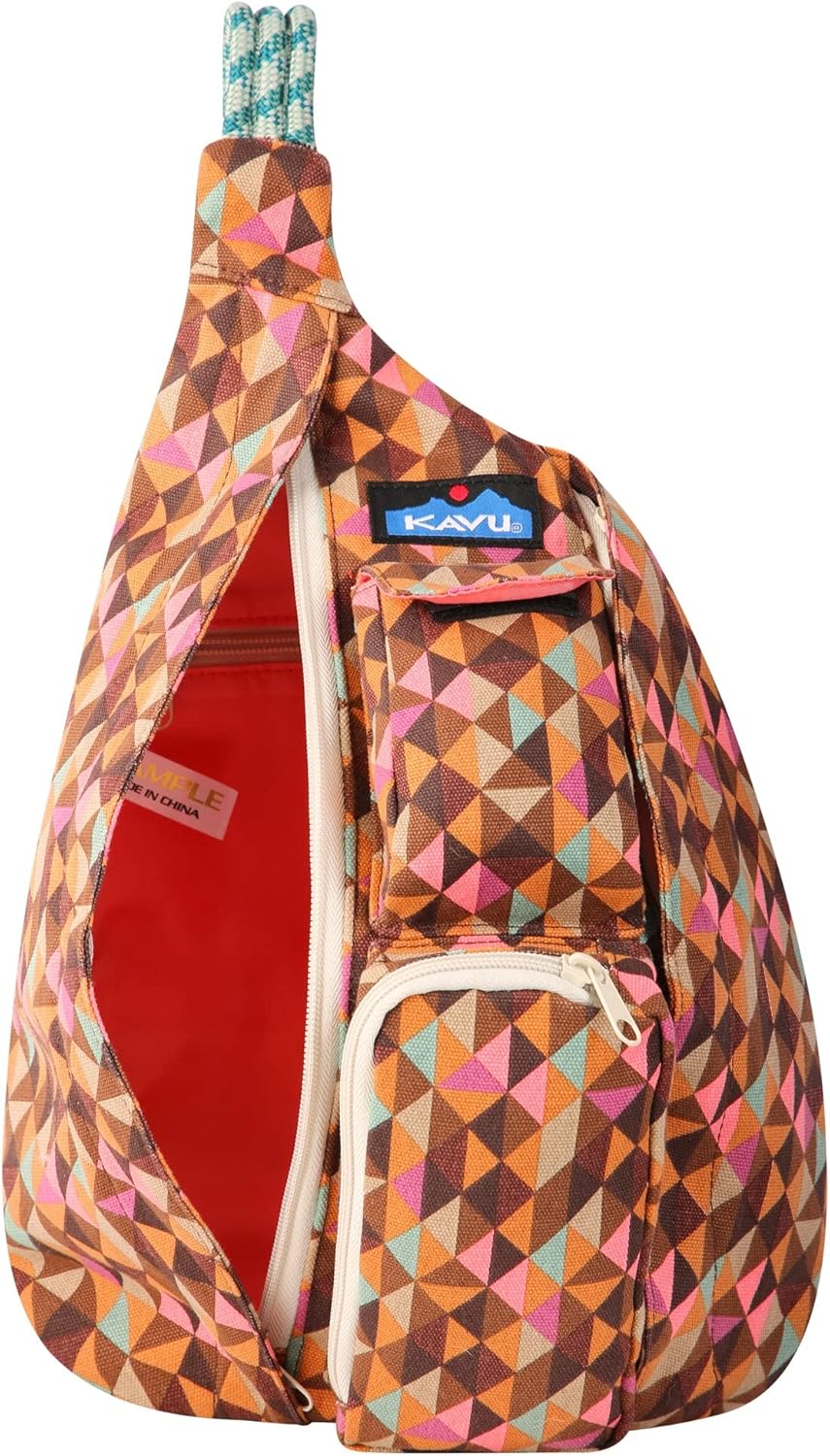 KAVU – Minibolso tipo bandolera de algodón con correa de cuerda