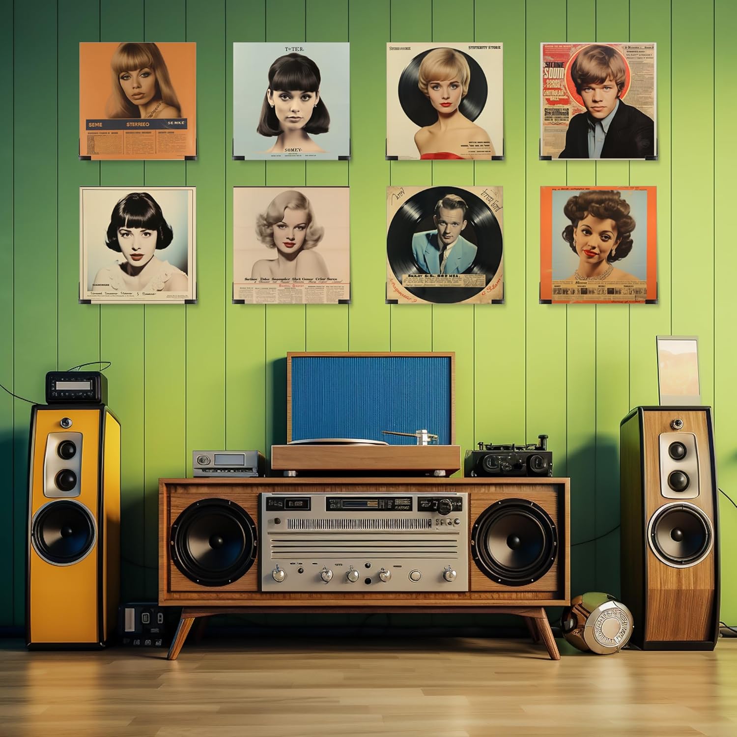 LANXGNAN Estante de pared de vinilo negro, soporte de exhibición de discos de vinilo acrílico para mostrar tu lectura diaria de LP en la oficina y