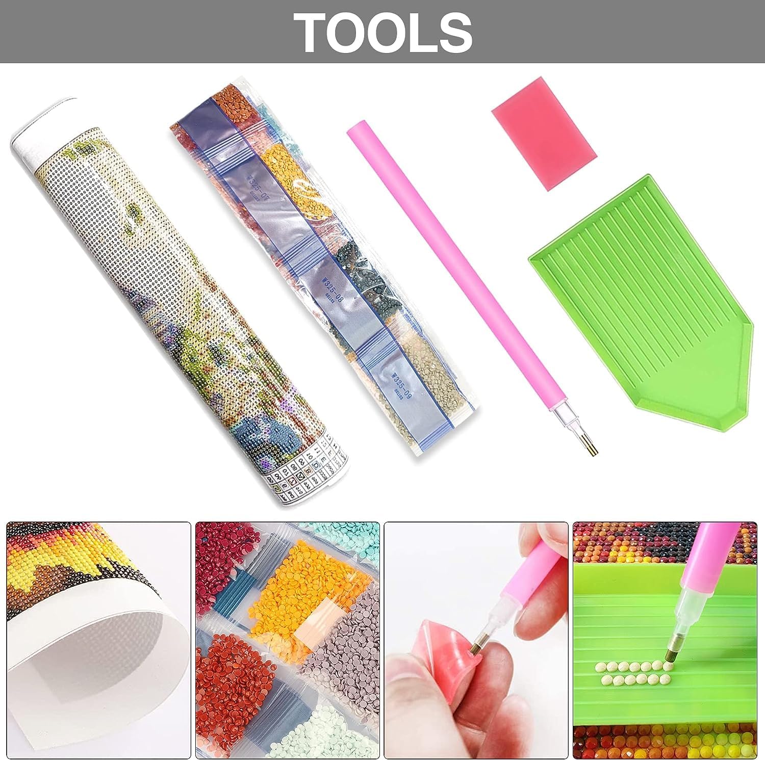 LOMSIOY Kits de pintura de diamantes de imitación de animales para adultos, pintura con paisajes artísticos de diamantes, arte redondo de diamantes