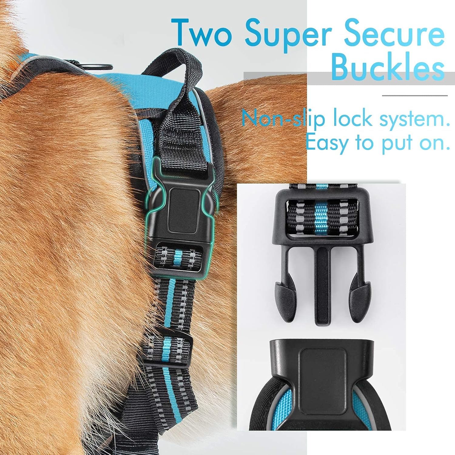 Rabbitgoo – Pechera para perro , pechera sin jalones para mascotas con 2 ganchos de correa, chaleco Oxford ajustable, acolchado, suave y reflectante