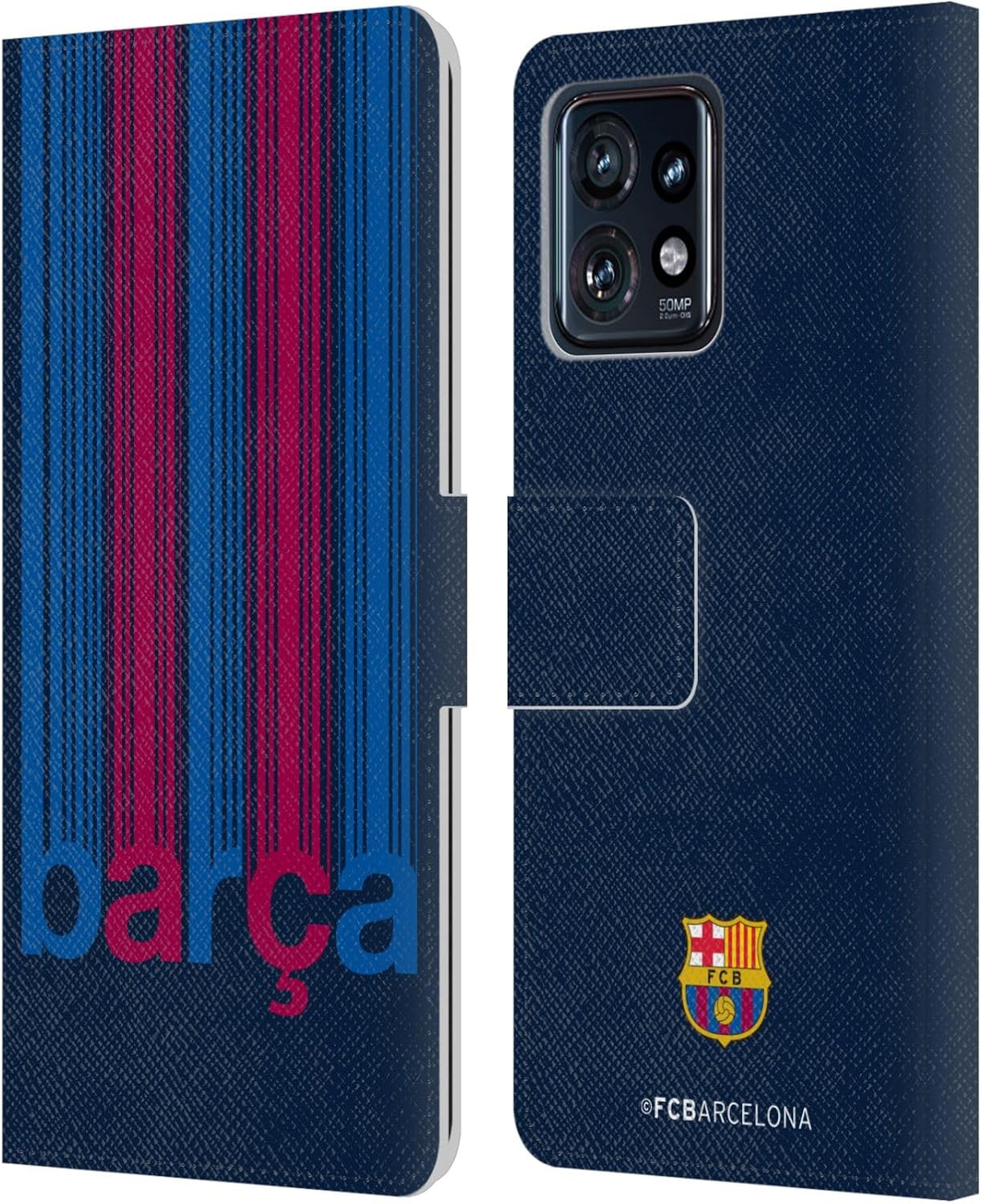 Head Case Designs Officially Licensed FC Barcelona Barca Campions Leather Book Wallet Case Cover Compatible with Motorola Moto Edge 40 Pro