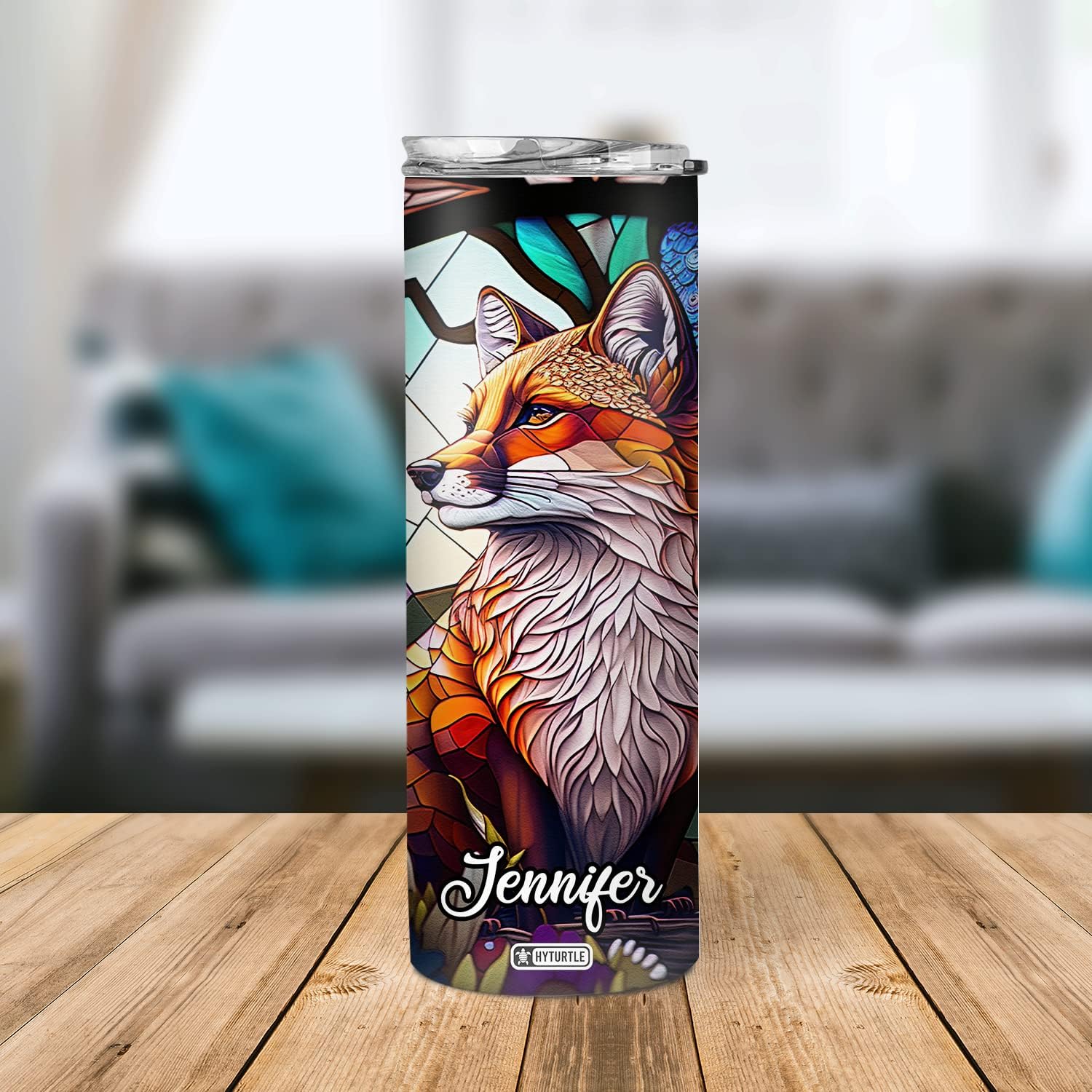Hyturtle Vaso delgado de zorro personalizado, regalos de cumpleaños, día de la madre para amantes de los zorros, regalos de zorro para mujeres,