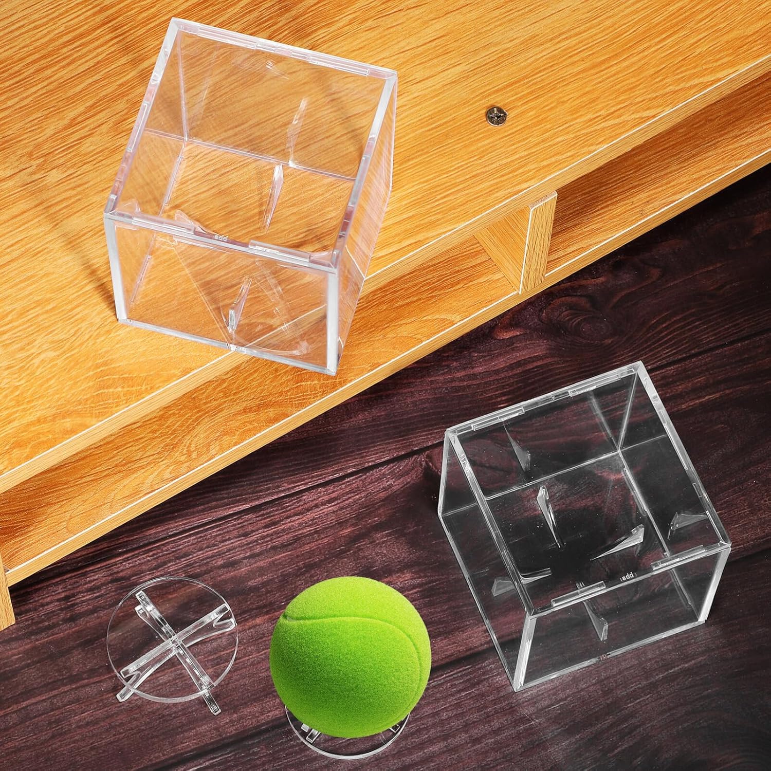 Kisangel 2 juegos de soporte de béisbol vitrina de pelota de golf exhibe acrílico vitrinas para recuerdos de béisbol, béisbol con autógrafo