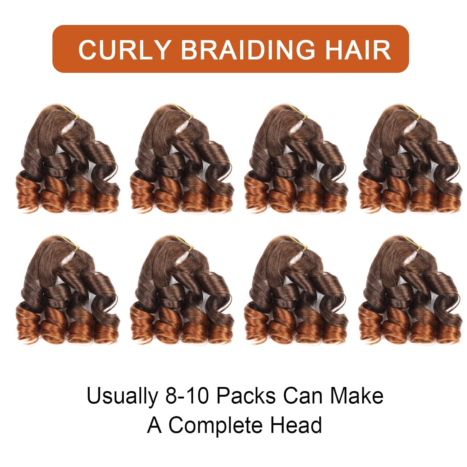 Cabello rizado francés trenzado profundo de 14 pulgadas, 8 paquetes de cabello rizado español para trenzas de caja, cabello trenzado hinchable