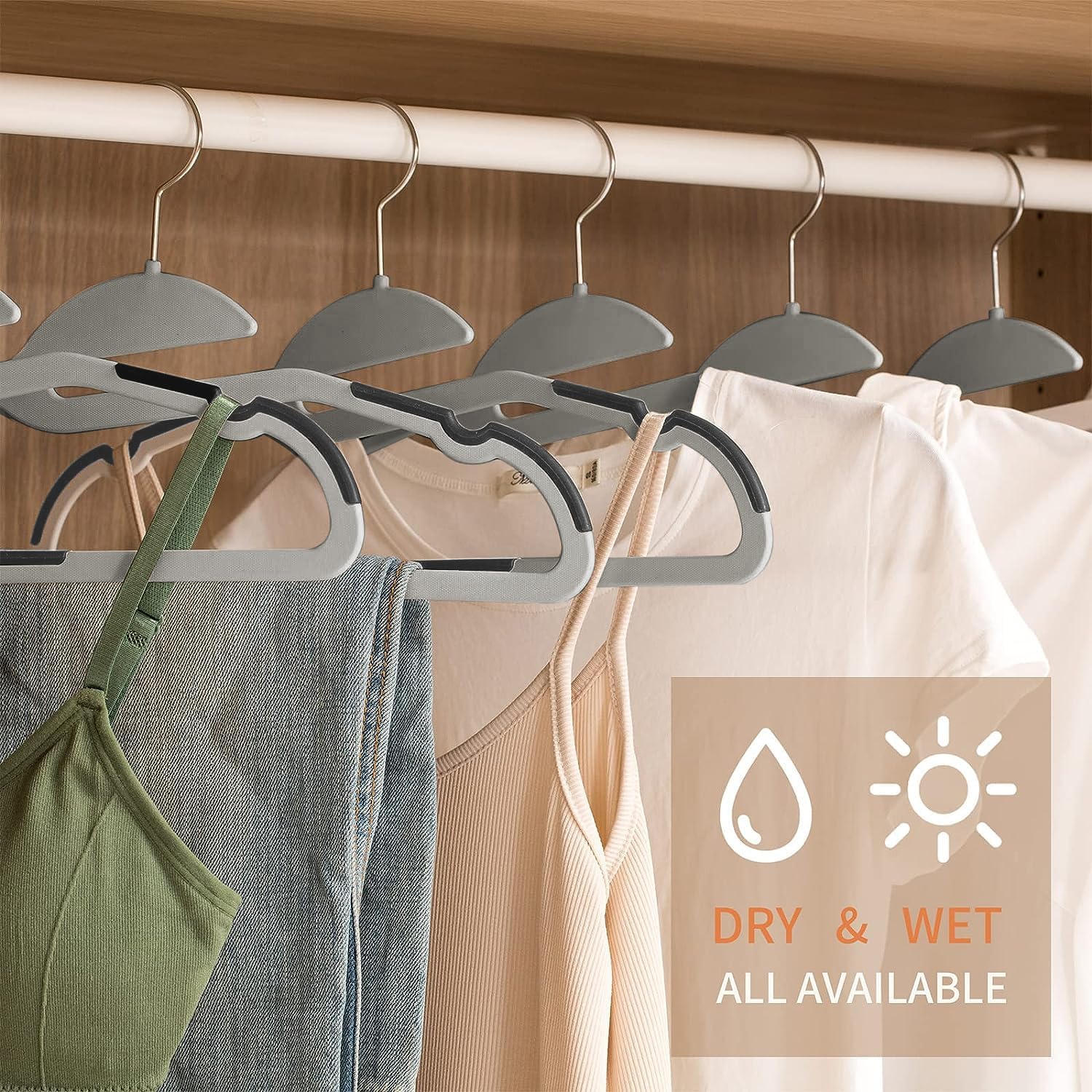 DAMAHOME Paquete de 50 perchas para ropa antideslizantes, perchas delgadas que ahorran espacio, perchas de plástico resistente, perchas para