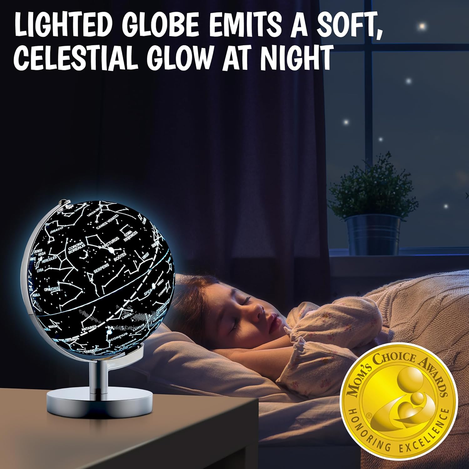 USA Toyz Globo iluminado para el aprendizaje de los niños globos del mundo con soporte 3 en 1 STEM Kids Globe, luz nocturna constelación escritorio