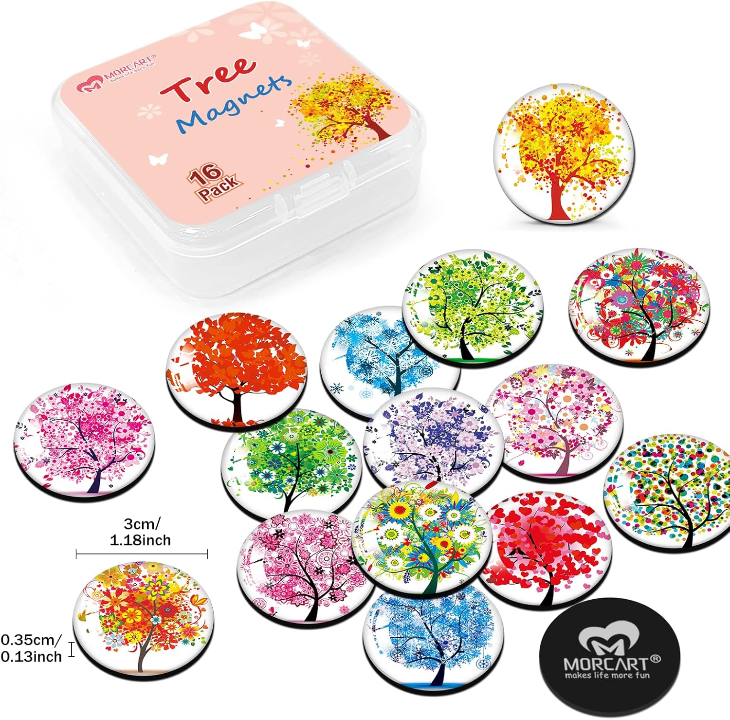 MORCART 16PCS Refrigerator Magnets, Cute Tree Fridge Magnets of Life Locker Whiteboard Decorative Magnetic Board Cabinets Classroom Office Cubicle