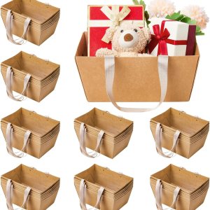 Pinkunn Juego de 48 canastas vacías para regalos, para fiestas de bricolaje, con asas, bandejas de mercado para paquetes de regalo, envoltura, boda, Pinkunn Juego de 48 canastas vacías para regalos, para fiestas de bricolaje, con asas, bandejas de mercado para paquetes de regalo, envoltura, boda,