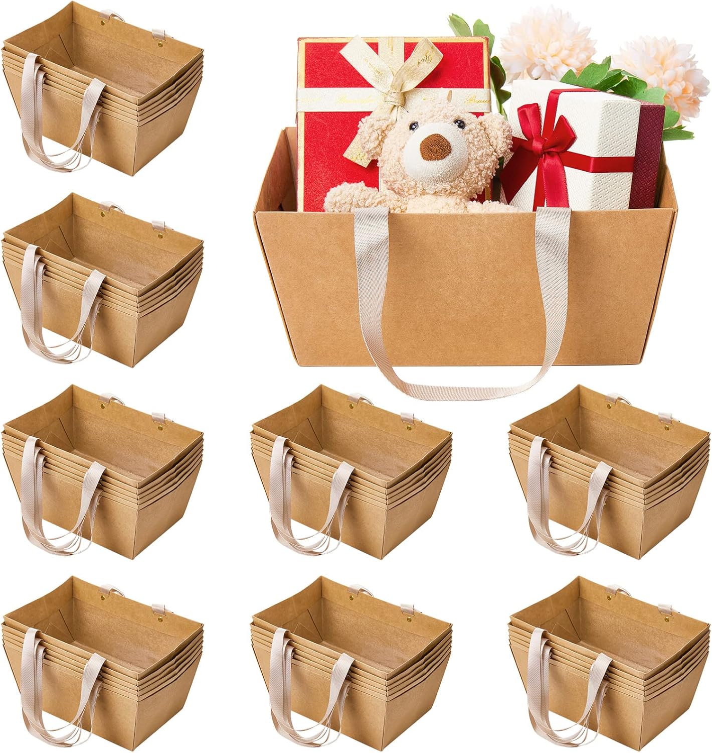 Pinkunn Juego de 48 canastas vacías para regalos, para fiestas de bricolaje, con asas, bandejas de mercado para paquetes de regalo, envoltura, boda,