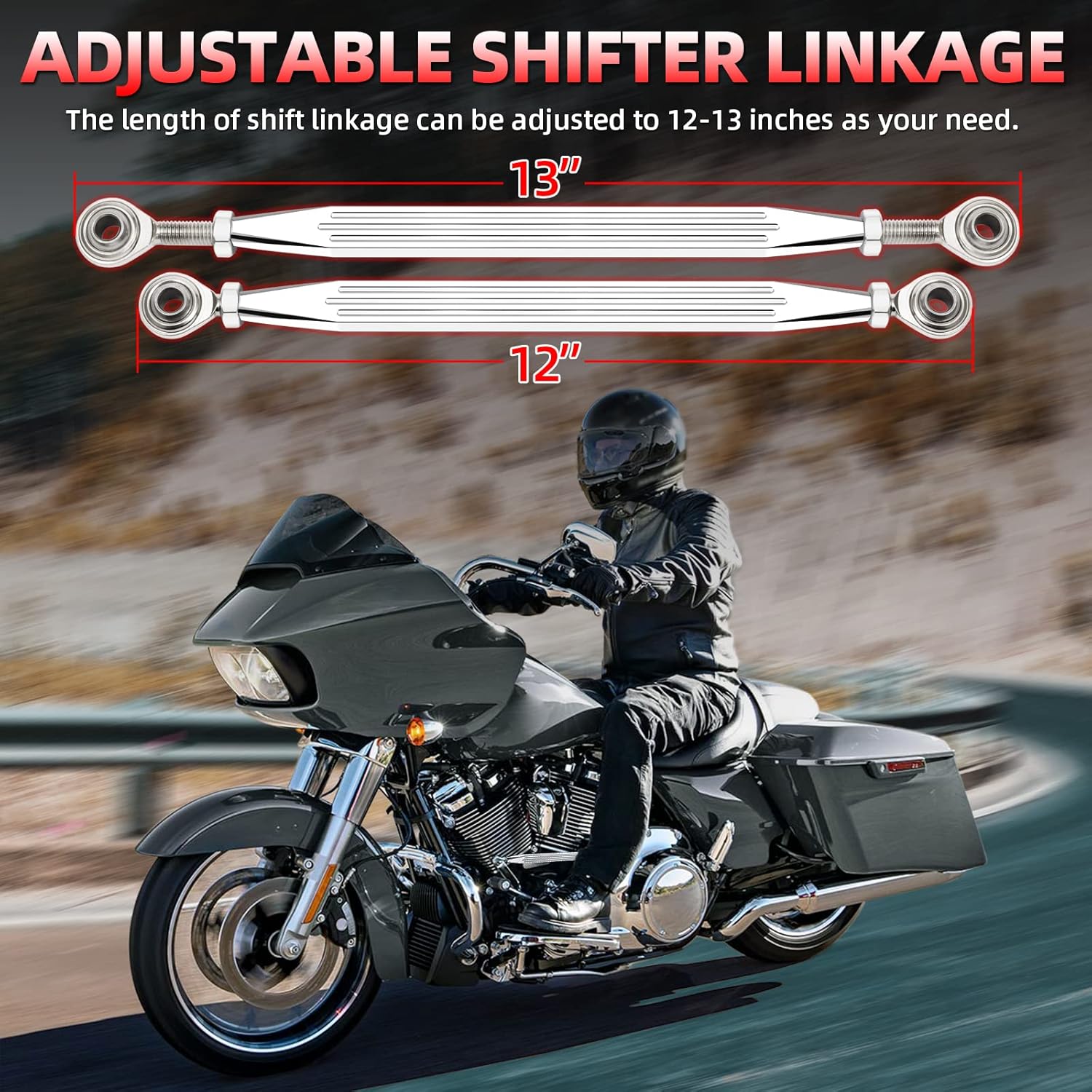 Amazicha Varillaje de cambio cromado compatible con Harley Davidson Softail Dyna Road King Electra Glide Street Glide Touring 1980-2024