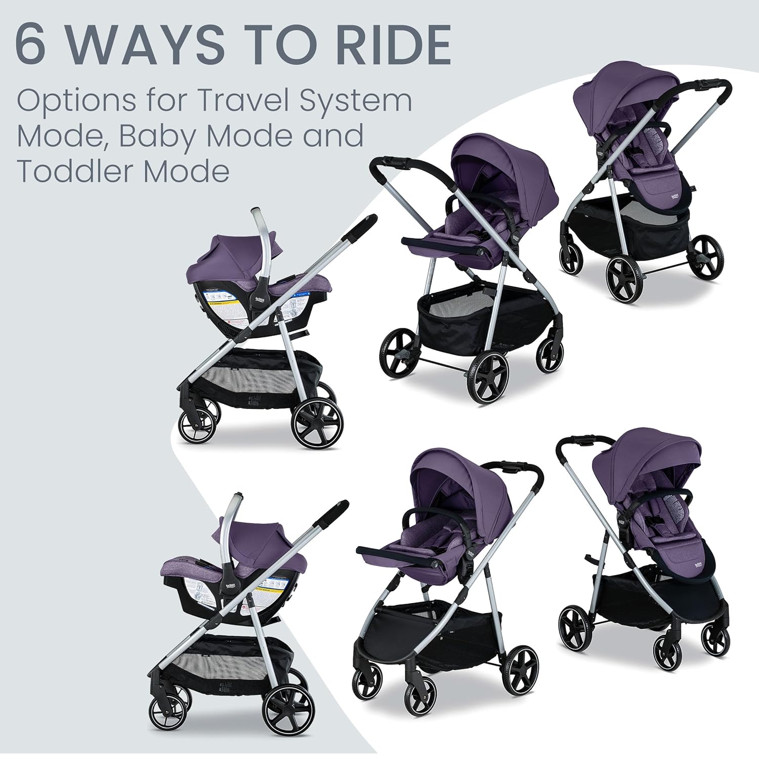 Britax Willow Grove SC – Sistema de viaje para bebé, asiento de automóvil infantil y cochecito combinado con base alpina, tecnología ClickTight,