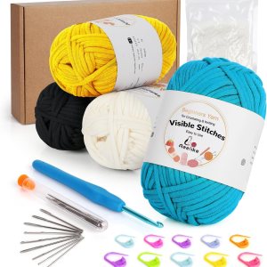 Aeelike – Hilo para principiantes para ganchillo y tejer, 350 yardas (4 x 1.76 oz), hilo suave de mezcla de algodón y nailon, fácil de usar para Aeelike – Hilo para principiantes para ganchillo y tejer, 350 yardas (4 x 1.76 oz), hilo suave de mezcla de algodón y nailon, fácil de usar para