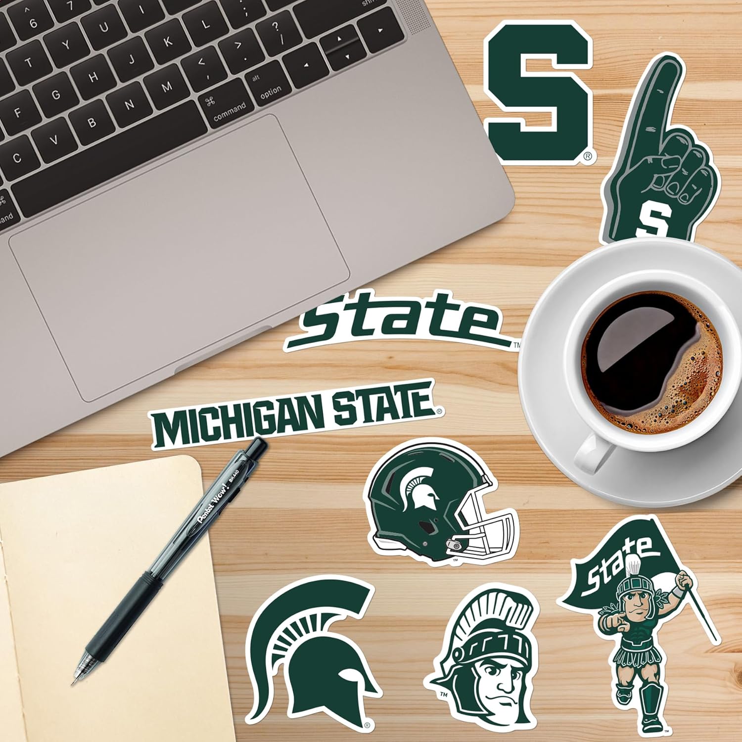 Michigan State University – Paquete variado de 50 calcomanías de vinilo grandes de lujo para laptop, botella de agua, álbumes de recortes, tableta,