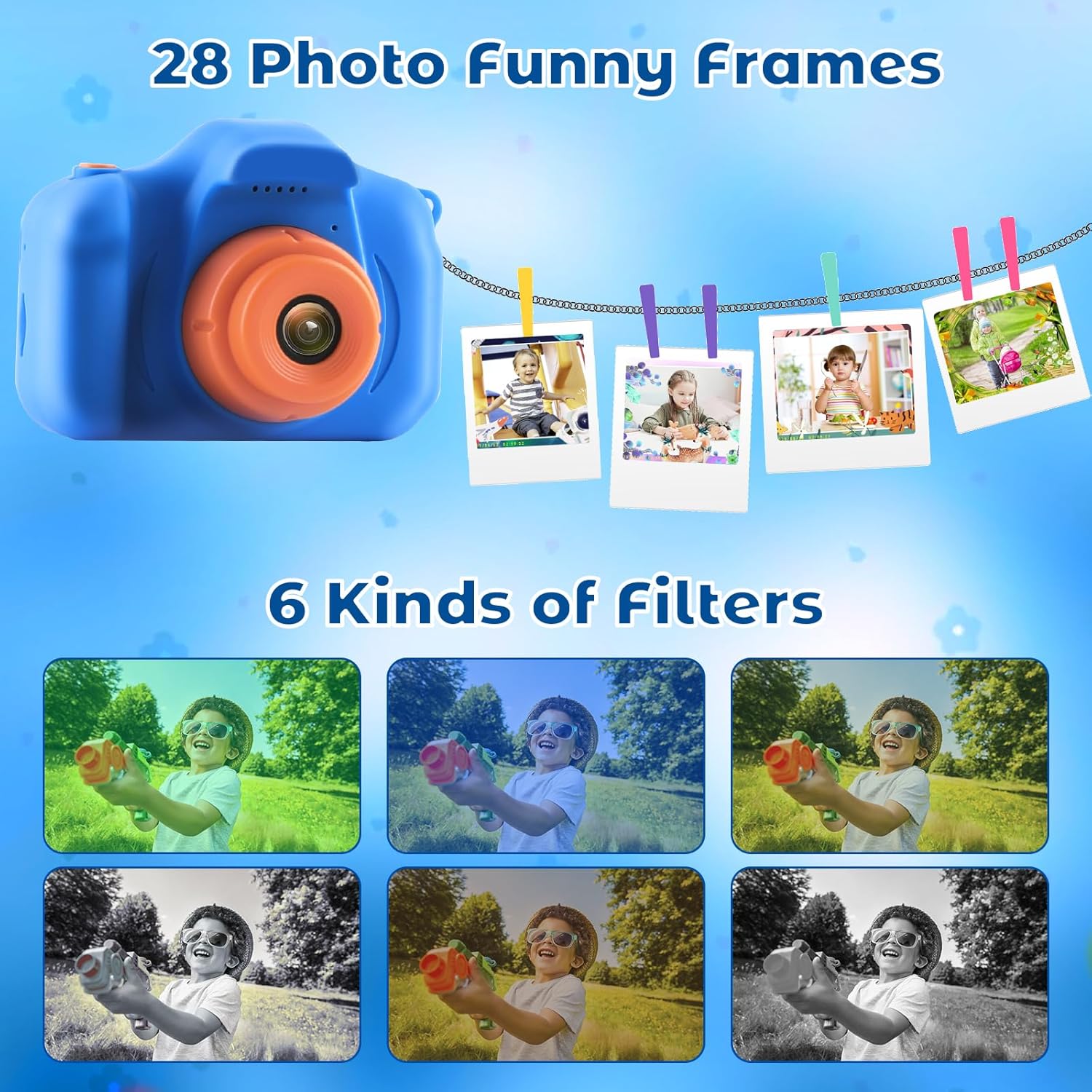 HOMHOW Cámara digital HD para niños, cámara digital para niños y niñas, cámara selfie para niños, juguetes de Navidad, regalo de cumpleaños, edad 3,