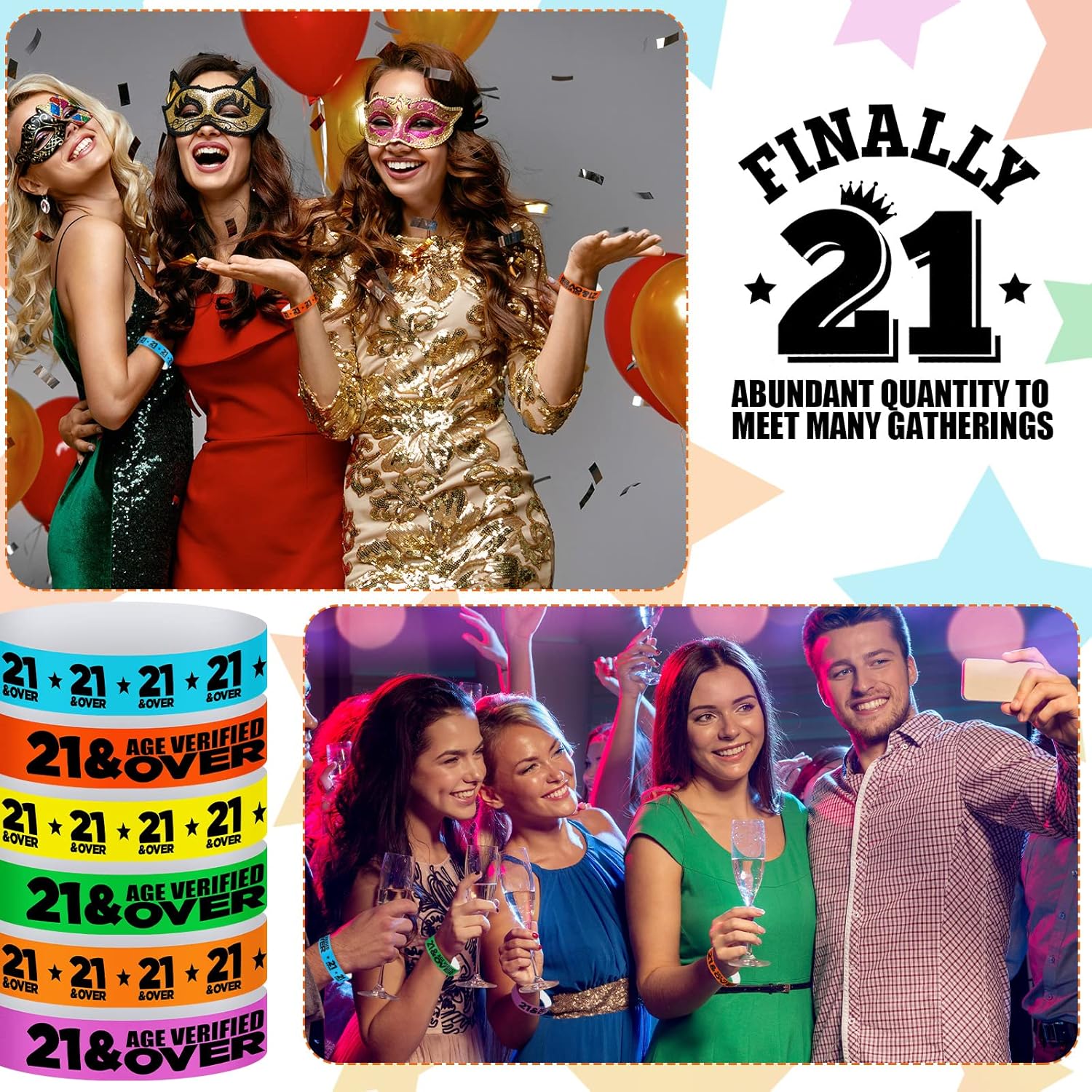600 pulseras de papel para eventos de más de 21 unidades, pulseras de colores, impermeables, pulseras de identificación verificada para bar,