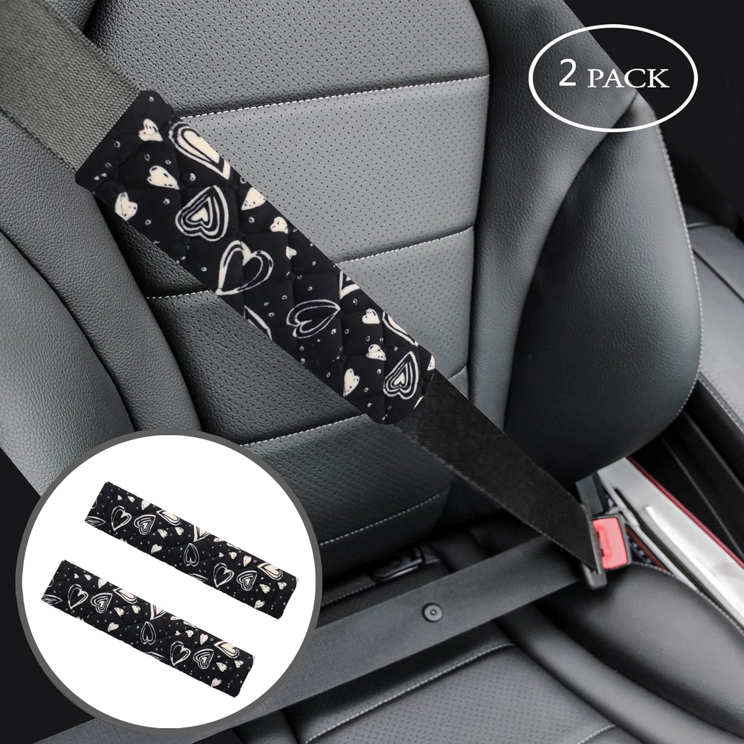 Amooca Funda suave para cinturón de seguridad, 2 almohadillas para cinturón de seguridad, 2 unidades para una conducción más cómoda, compatible con