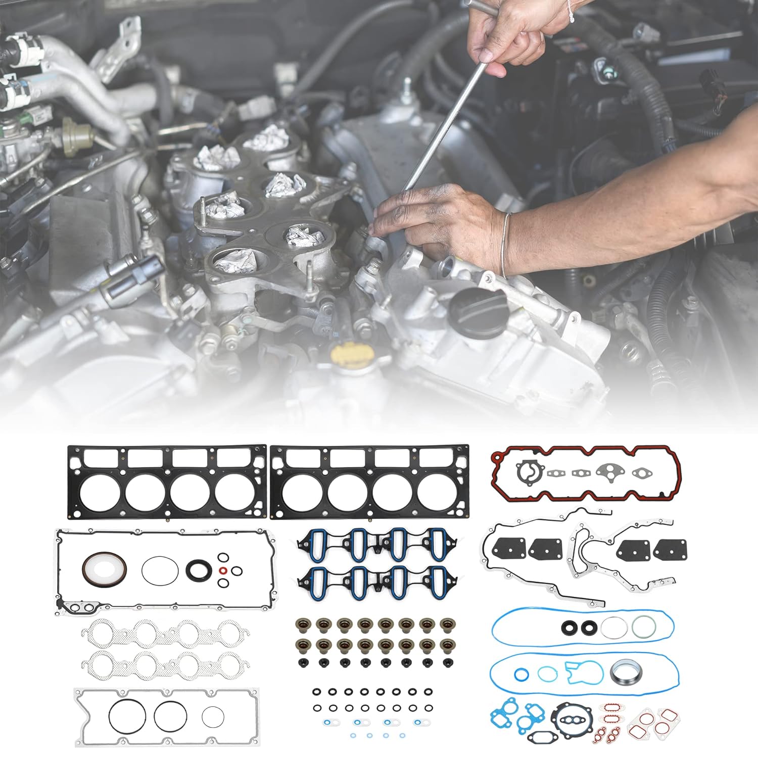 X AUTOHAUX Juego de juntas de culata del motor HS26191PT HS26190PT-2 para Cadillac Escalade para Chevrolet Avalanche 5.3L Acero