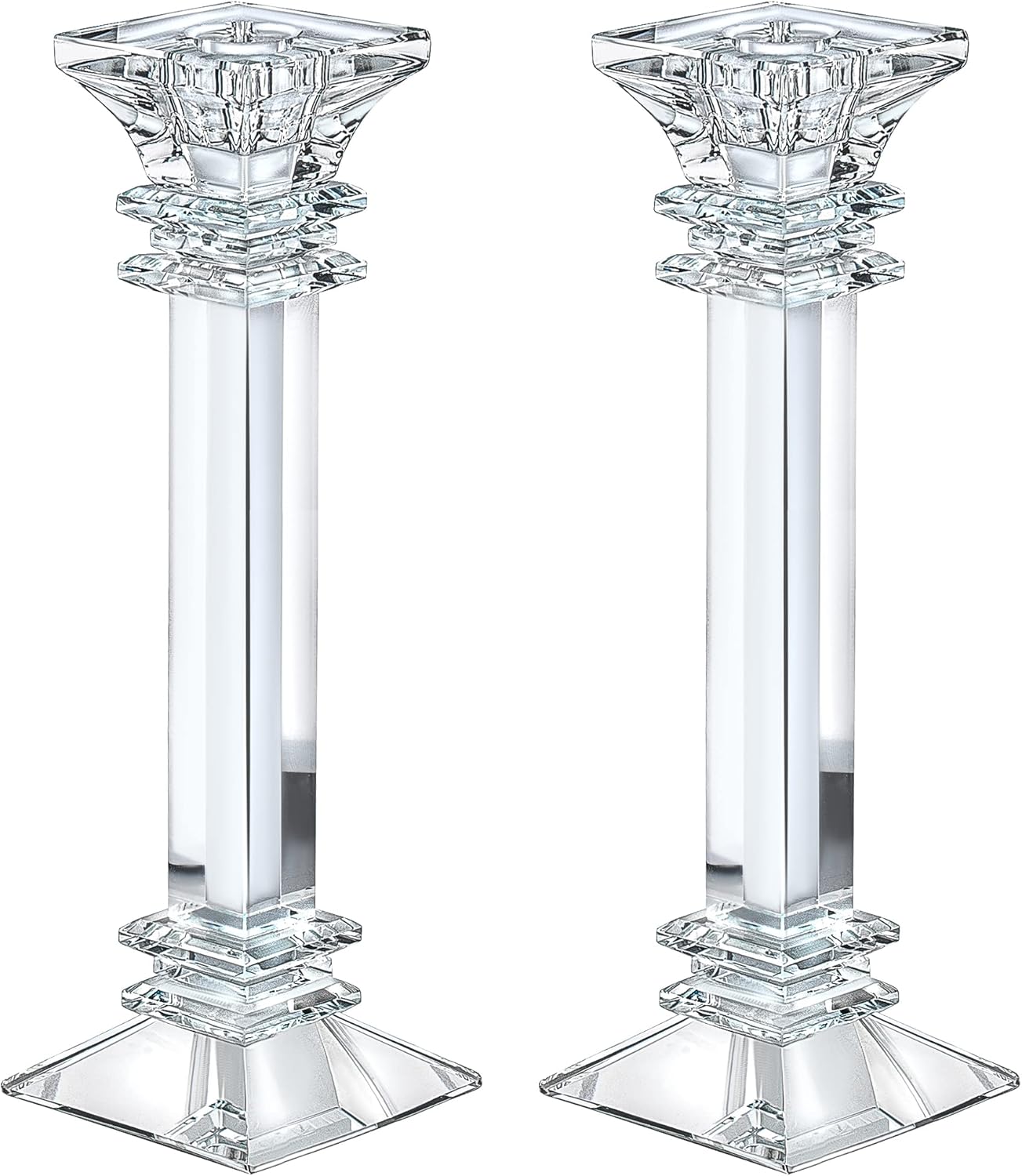 Juego de 2 portavelas de cristal de 11.8 pulgadas de alto, centro de mesa ultra elegante y moderno, decoración del hogar