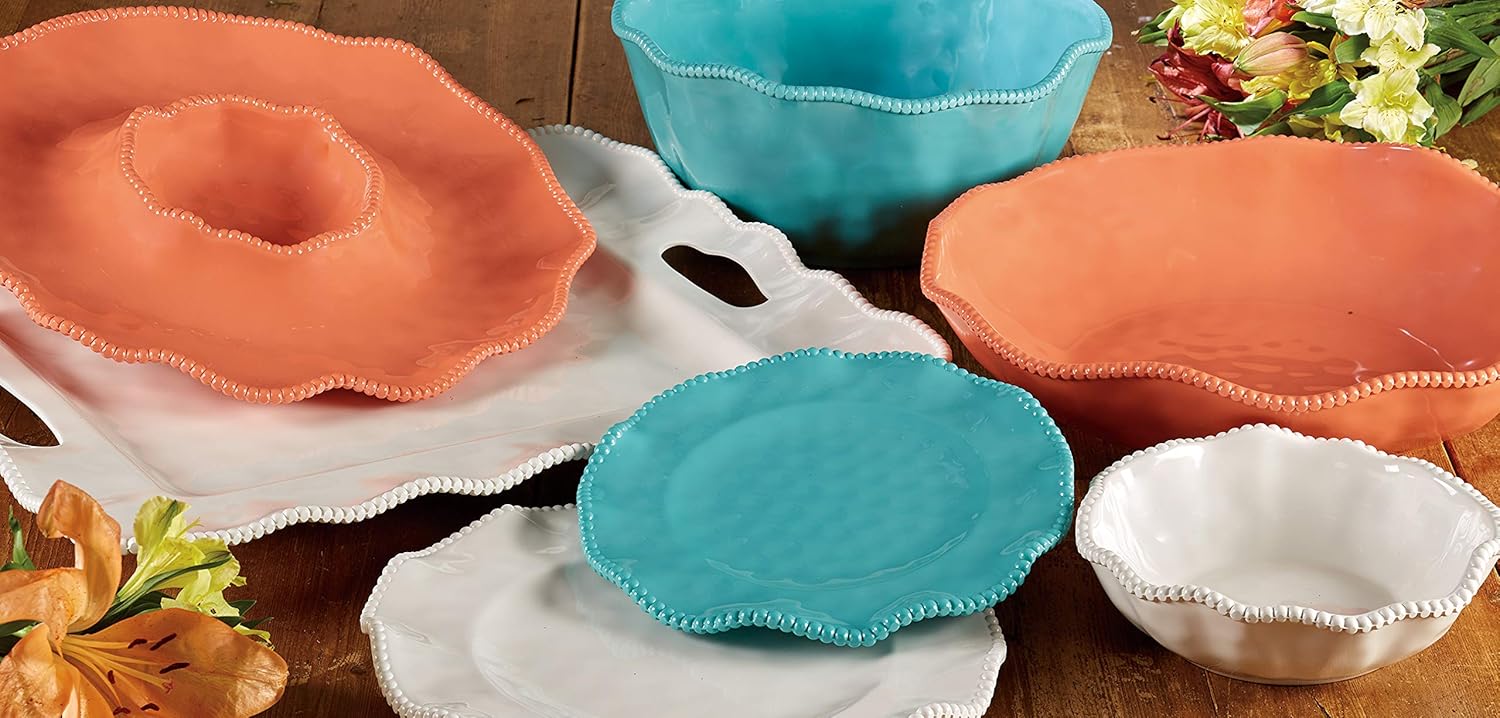 Certified International Teal Perlette – Cuencos multiusos de melamina de 7.5 pulgadas, juego de 4