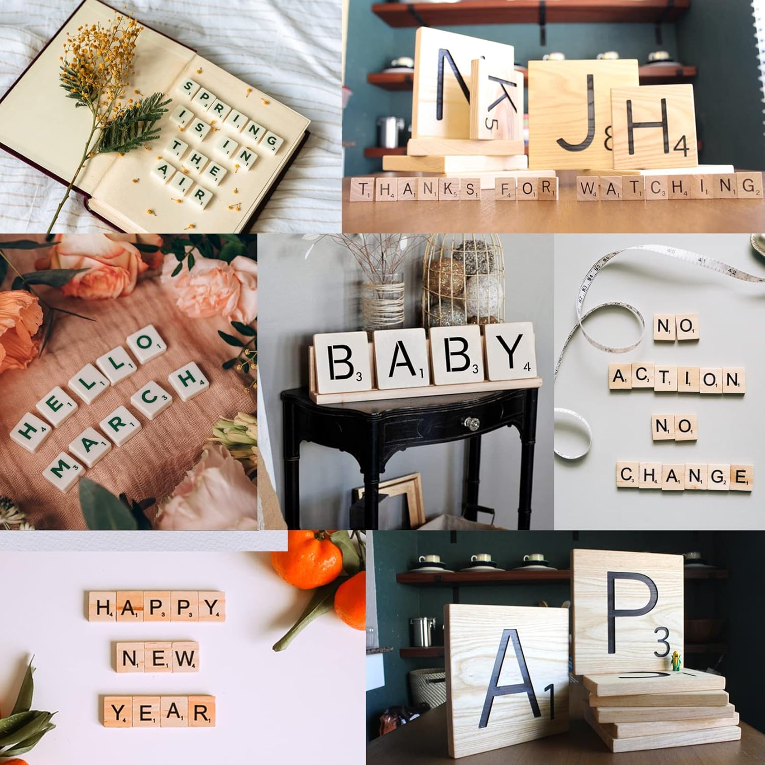 Plantillas de letras de 6 pulgadas, 42 plantillas de Scrabble para pintar en pared de madera, decoración del hogar, proyectos de manualidades, tela
