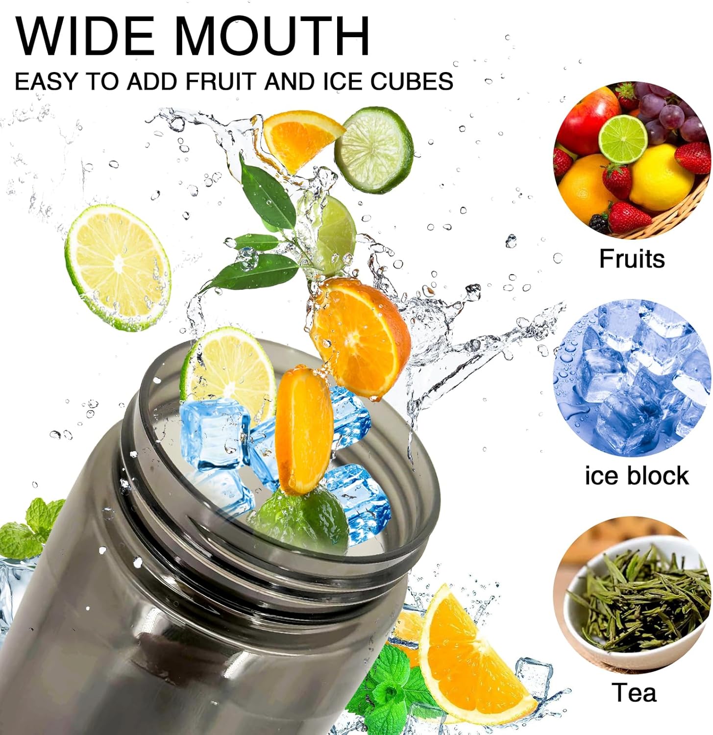 Botella de agua deportiva Tritan de 22.0 fl oz, juego de botellas de bebida con 7 cápsulas de sabor perfumadas para saborizar 0 azúcar, 0 calorías