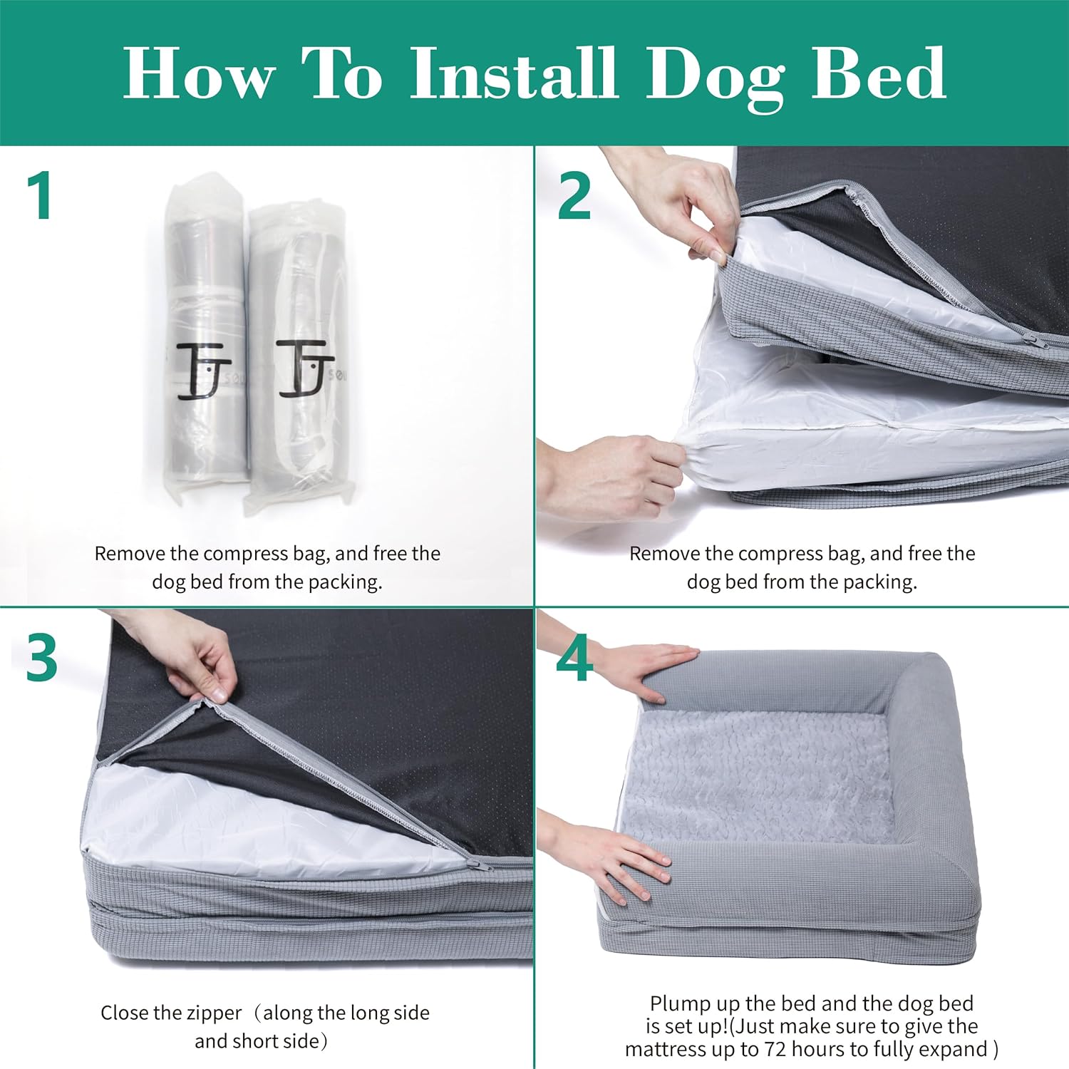 Camas ortopédicas para perros grandes, tapete de espuma para mascotas forrado impermeable con funda extraíble y lavable y parte inferior