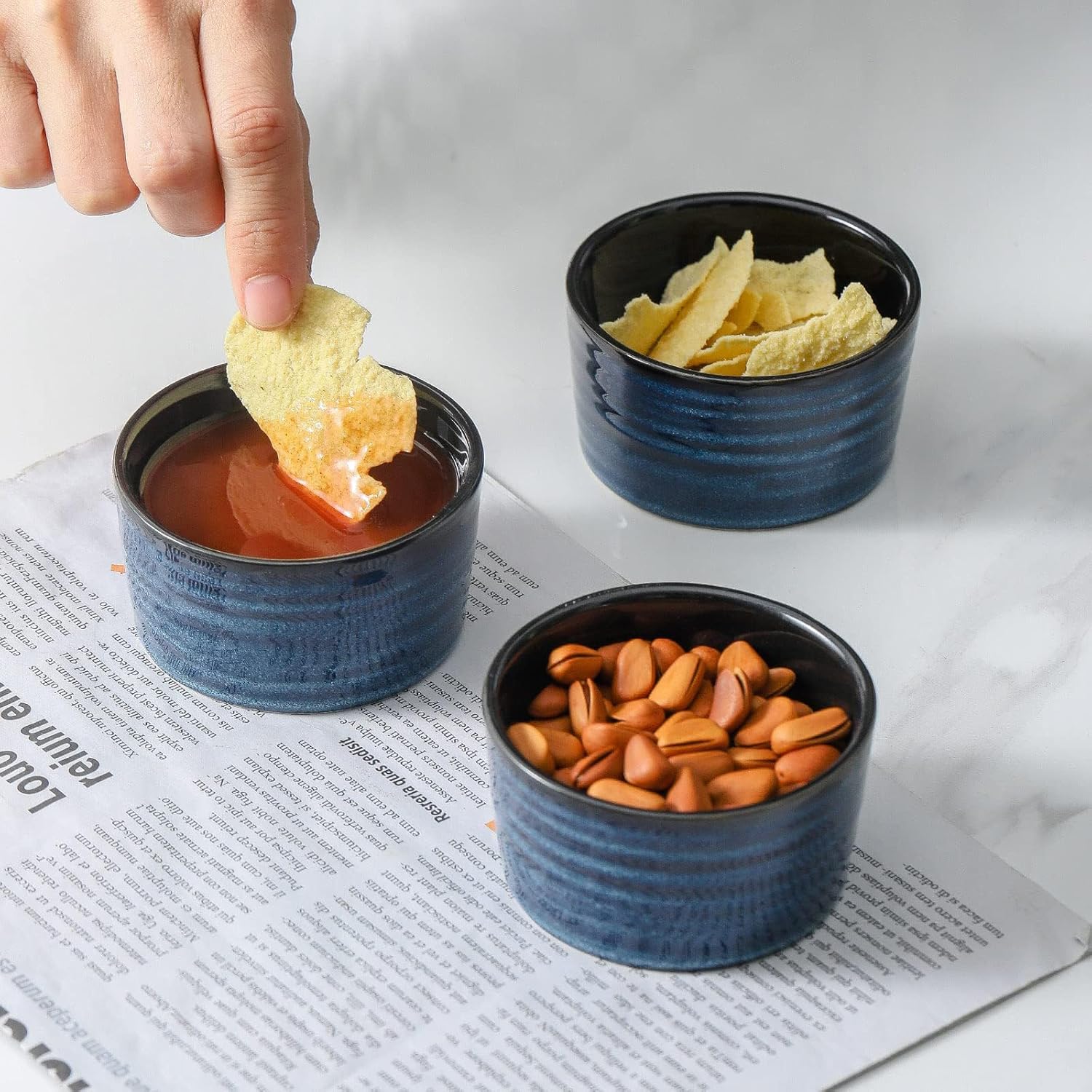 Juego de 6 moldes de cerámica para soufflé de 4 onzas, mini cuencos para hornear para cocina, tazas de salsa de porcelana para creme brulee, pudín,