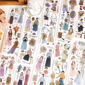 Dwpetzo Calcomanías para álbumes de recortes para diario de viñetas, 24 hojas Morandi Girls Flowers Retro Aesthetic Stickers Set de calcomanías para Dwpetzo Calcomanías para álbumes de recortes para diario de viñetas, 24 hojas Morandi Girls Flowers Retro Aesthetic Stickers Set de calcomanías para