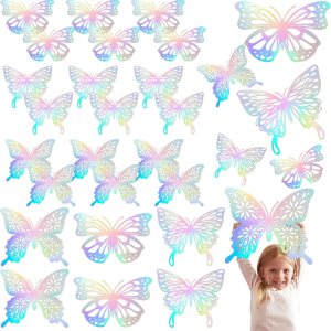 Yeaqee Juego de 24 piezas de decoración de pared de mariposas grandes en 3D, 2 tamaños y 3 estilos, calcomanías grandes para cumpleaños, baby Yeaqee Juego de 24 piezas de decoración de pared de mariposas grandes en 3D, 2 tamaños y 3 estilos, calcomanías grandes para cumpleaños, baby