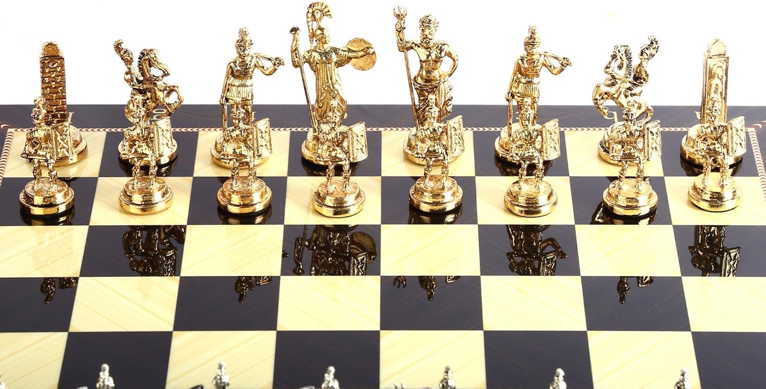 (Sin tablero) Figuras históricas de Roma Piezas de ajedrez de metal, tamaño mediano, tamaño King 2.8 pulgadas (solo piezas)