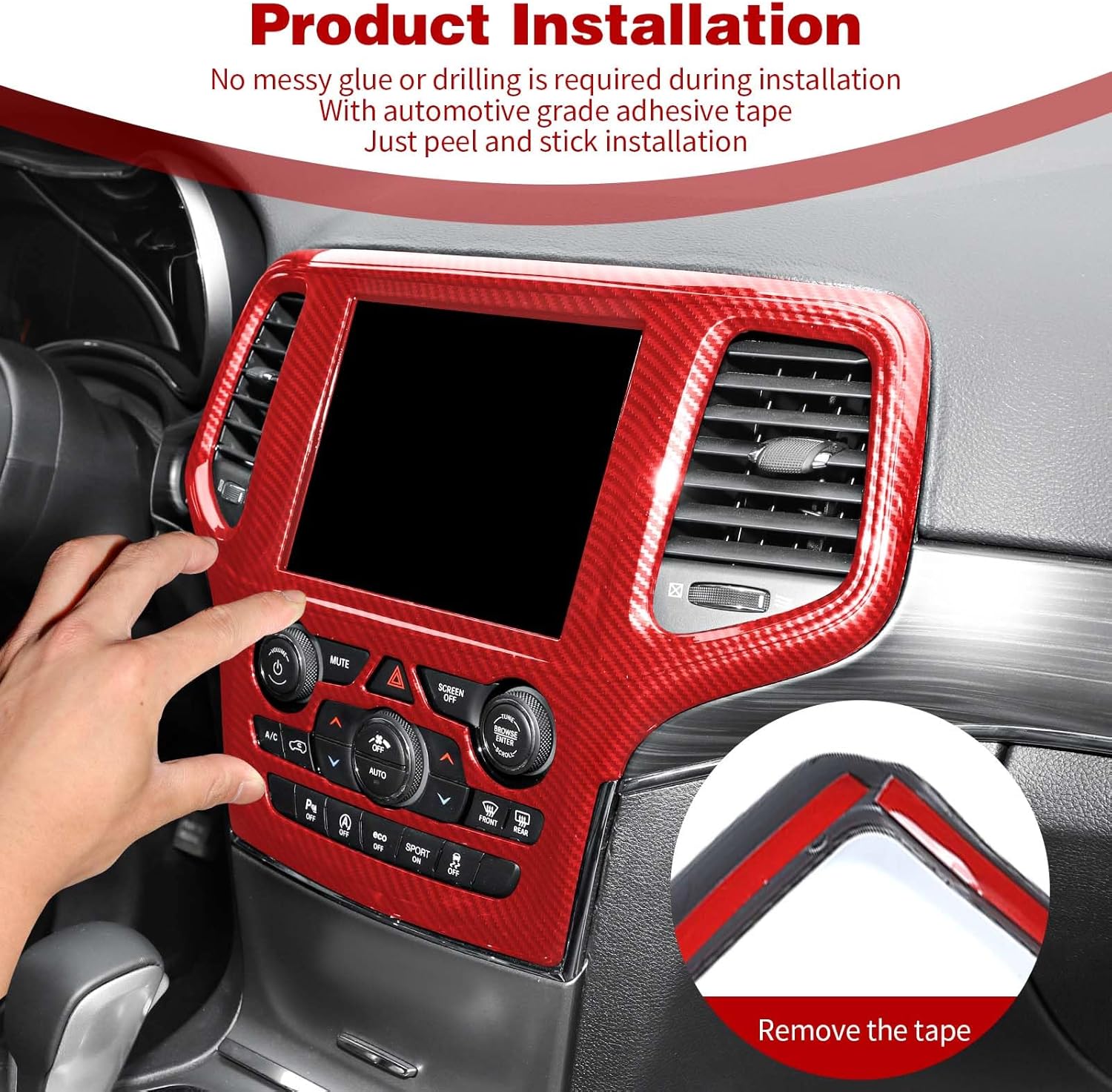 Cubierta para panel de navegación con bisel central para Grand Cherokee Center Dash compatible con Jeep Grand Cherokee 2019 2020, accesorios