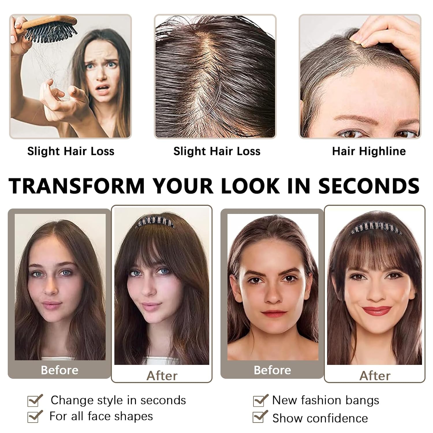 Flequillo de cabello humano con clip, flequillo delgado con banda de diamantes de imitación para reducir la edad, extensiones de cabello para mujer,