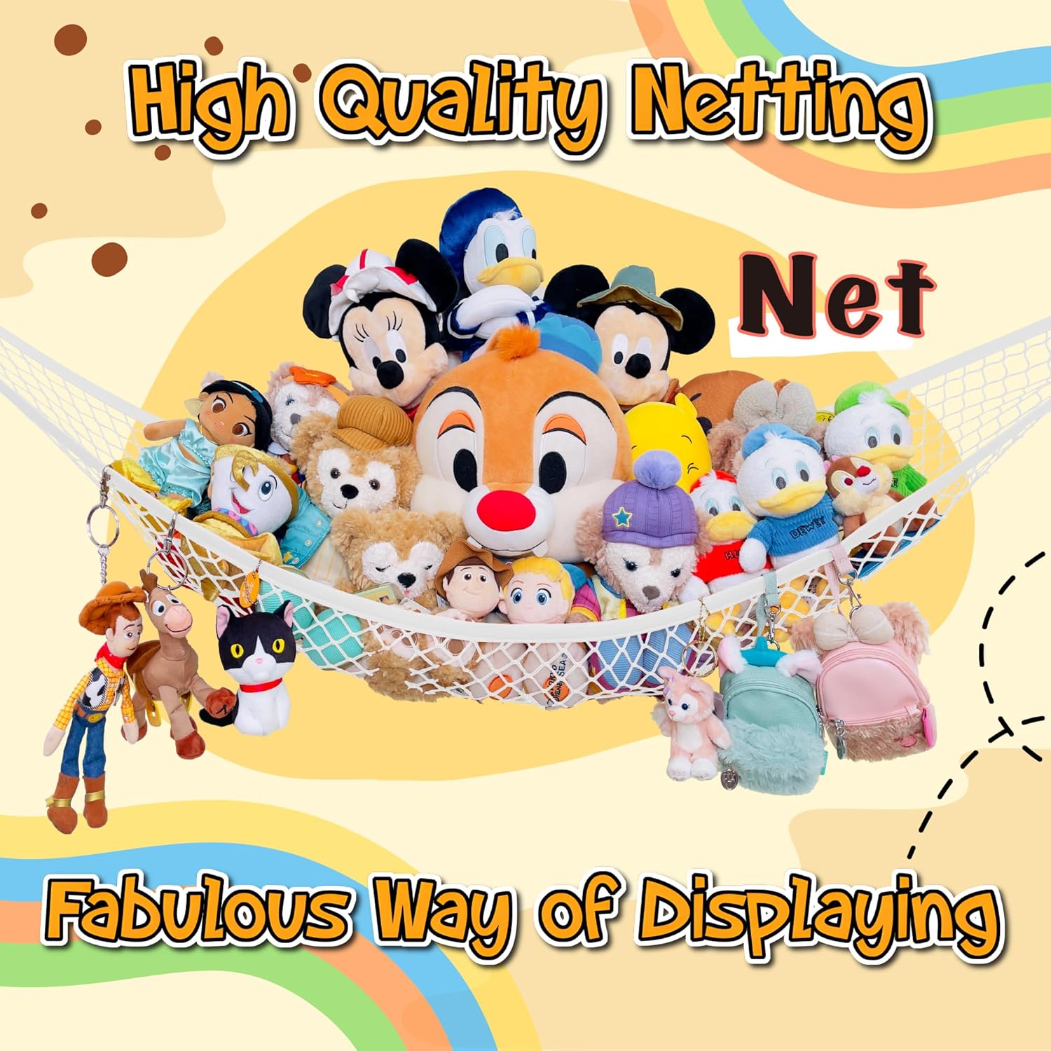 Hamaca de animales de peluche para juguetes de peluche, red de almacenamiento para colgar en las esquinas para organizar tu colección de peluches y