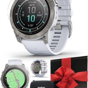 Garmin epix Pro (Gen 2) Sapphire (TitanioPiedra Blanca) Reloj GPS para exteriores 2.008 in con pantalla AMOLED y linterna integrada Paquete de Garmin epix Pro (Gen 2) Sapphire (TitanioPiedra Blanca) Reloj GPS para exteriores 2.008 in con pantalla AMOLED y linterna integrada Paquete de