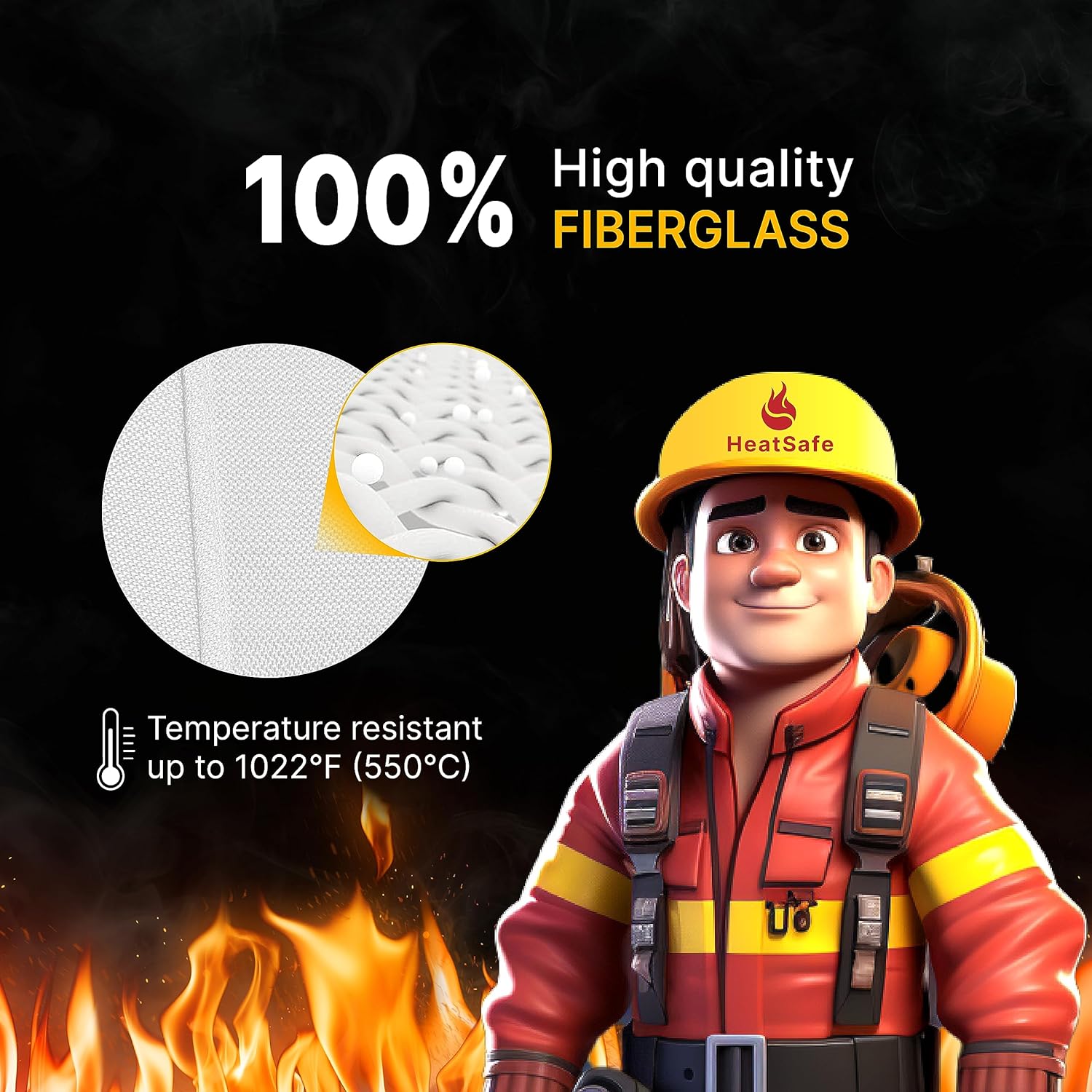 Manta de emergencia contra incendios de 40 x 40 pulgadas y ganchos, paquete de 2, manta de supresión de incendios, fibra de vidrio. Manta ignífuga