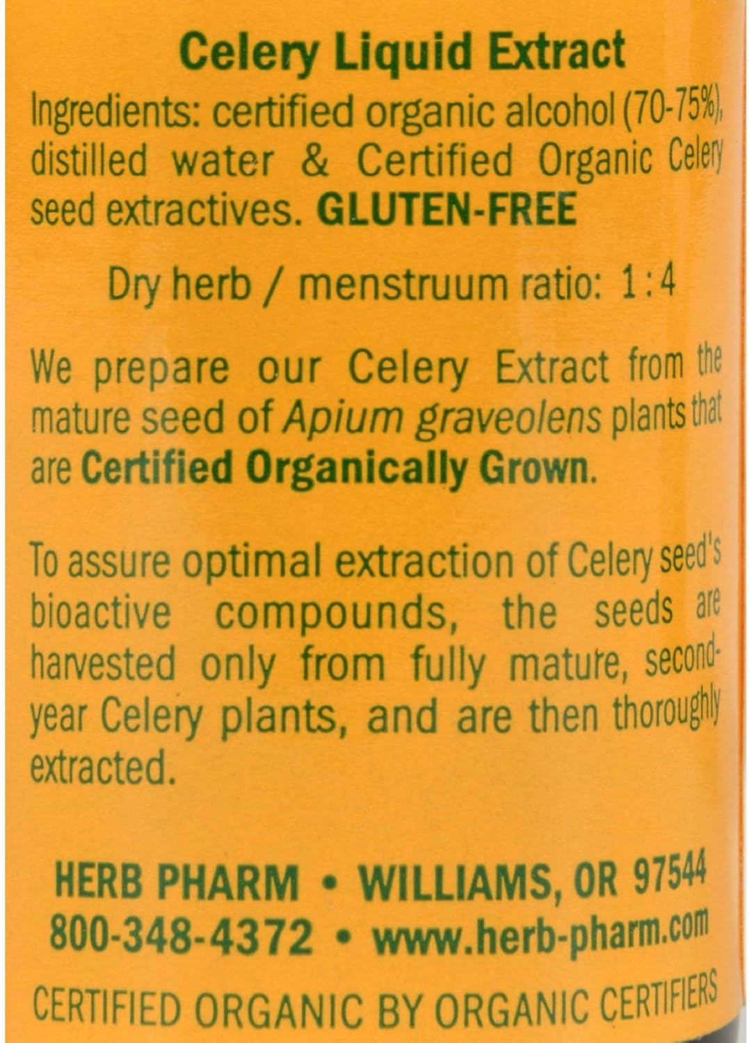 Herb Pharm Extracto líquido de semilla de apio orgánico certificado para apoyo del sistema urinario, 1 onza (090700000356)