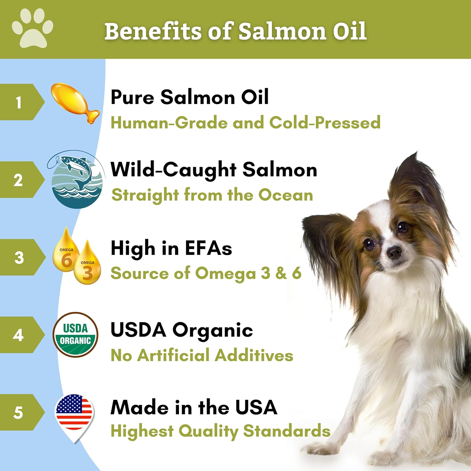 Wholistic Pet Organics Aceite de salmón Aceite de salmón salvaje de Alaska de aguas profundas para perros y gatos – Suplemento de aceite de pescado