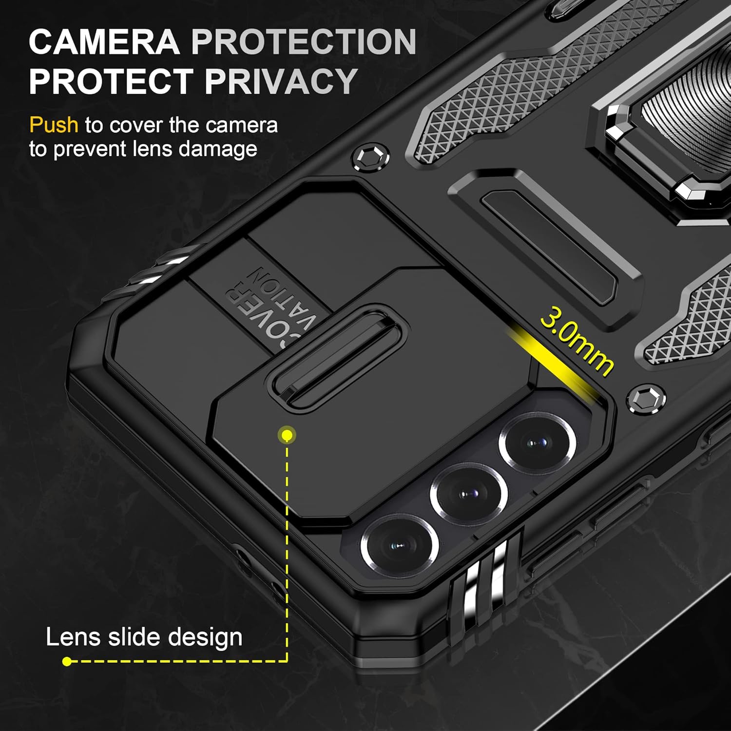 Asuwish Funda de teléfono para Samsung Galaxy S23 FE 5G con protector de pantalla de vidrio templado y cubierta para cámara deslizante, soporte