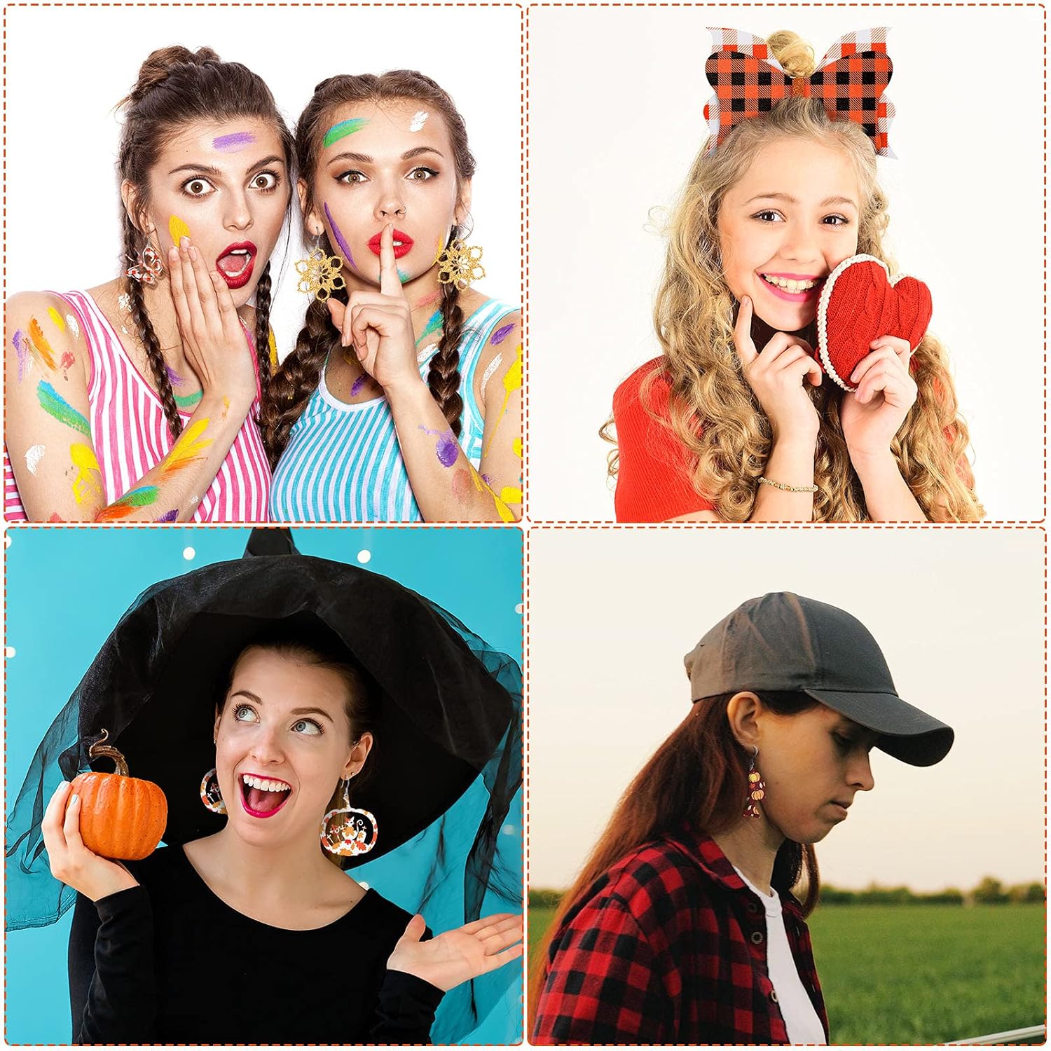 12 piezas de hojas de cuero sintético de Acción de Gracias, hojas de otoño, plumas de calabaza, impresión de aretes, hojas de cuero, kit de