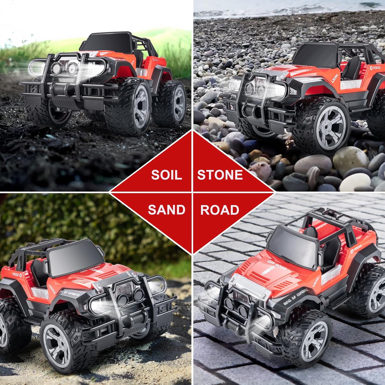 Carox Auto a control remoto para niños, camión de control remoto 116 con faro delantero y estuche de almacenamiento, 80 minutos de reproducción,