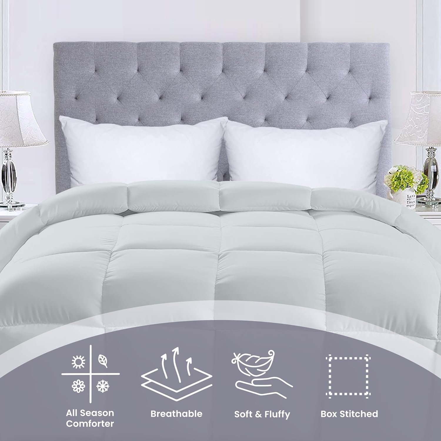 Utopia Bedding Edredón para todas las estaciones, 250 GSM, edredón de relleno de fibra siliconada de felpa, tamaño King, cosido en caja (KingCal