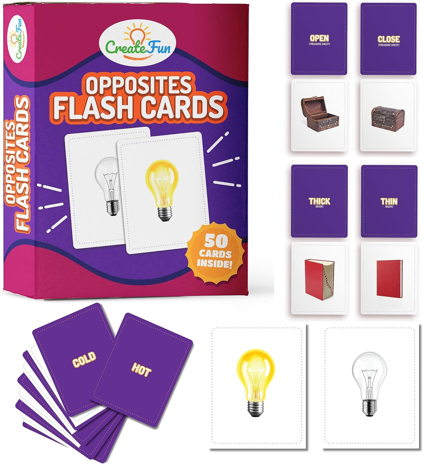 Opposites – Tarjetas flash a juego  50 tarjetas educativas a juego  7 juegos de aprendizaje para el aula, actividades de aprendizaje para niños