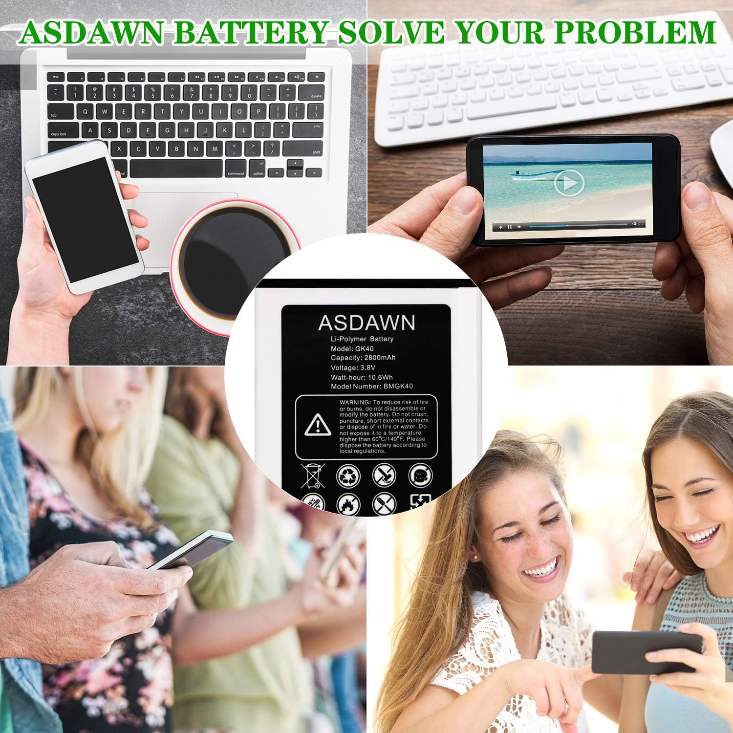 ASDAWN Batería de repuesto GK40 para Motorola, Moto G4 Play Battery SNN5976A para Motorola E3, E4, G4 Play, G5, XT1601, XT1603, XT1607 XT1609,