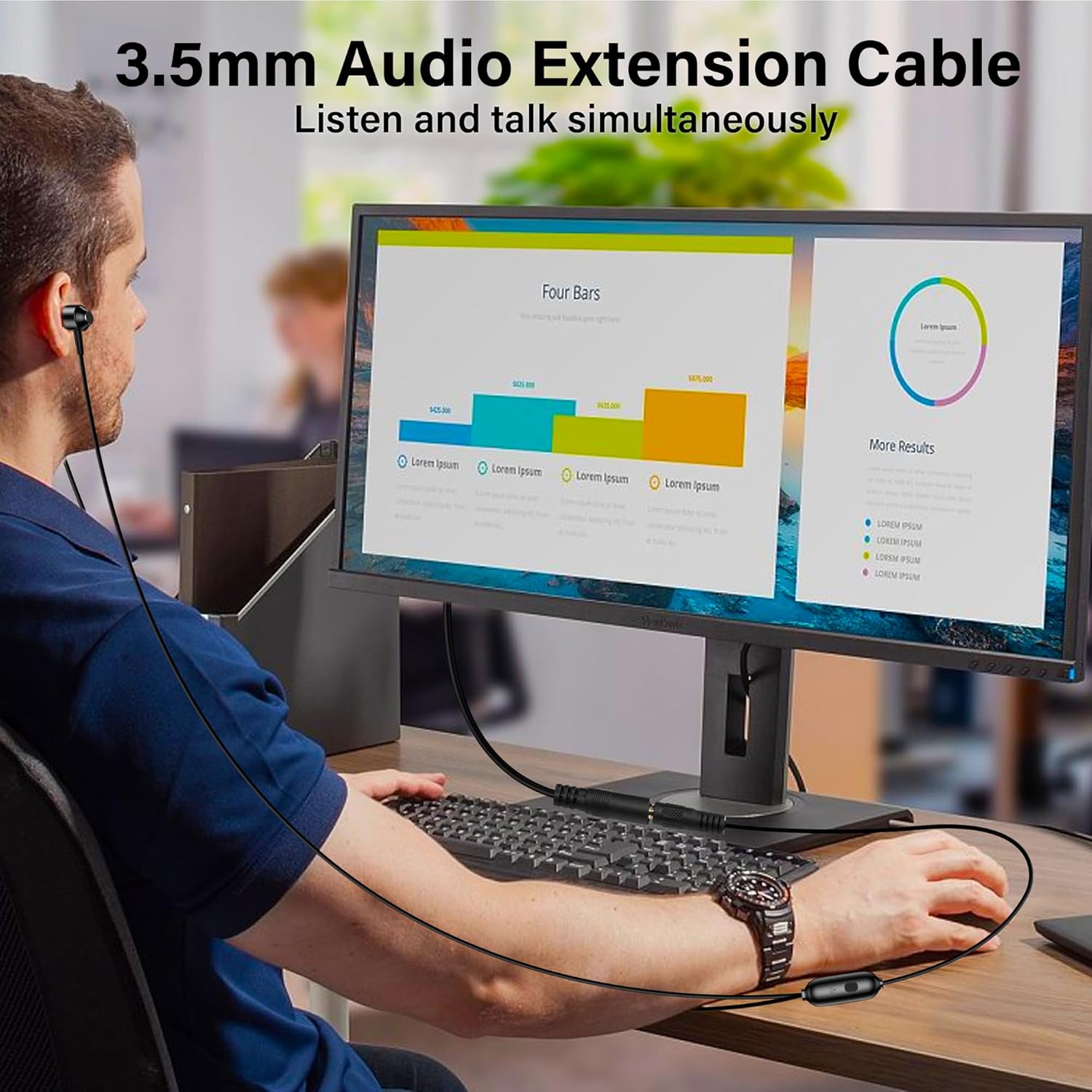 GINTOOYUN Cable de extensión de audio de 0.138 in de 0.138 in, conector macho a hembra, para automóvil, tableta, laptop, teléfonos, reproductores